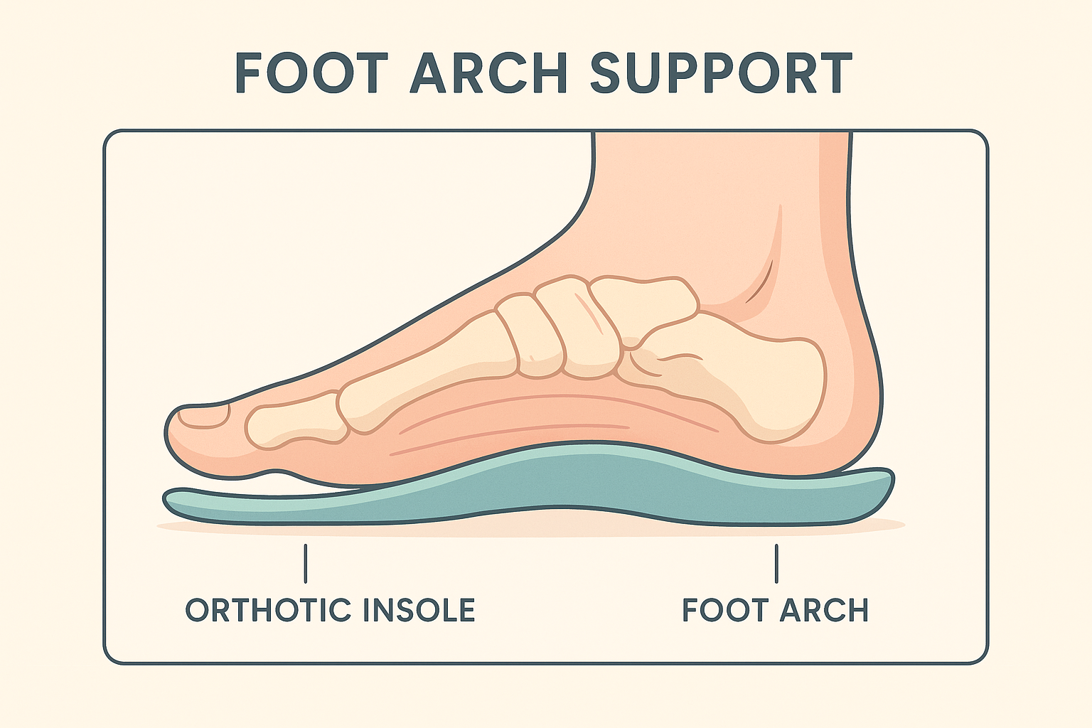 Diagram showing how children's custom orthotics support a child's foot arch