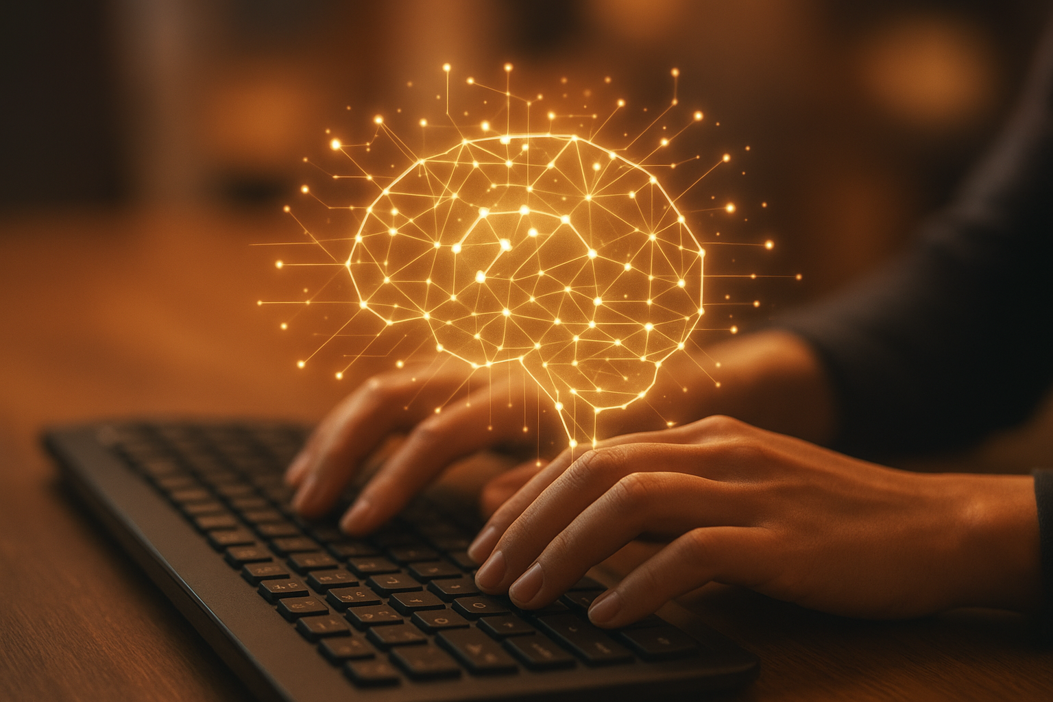 Marketer using AI writing tools as part of a content marketing workflow