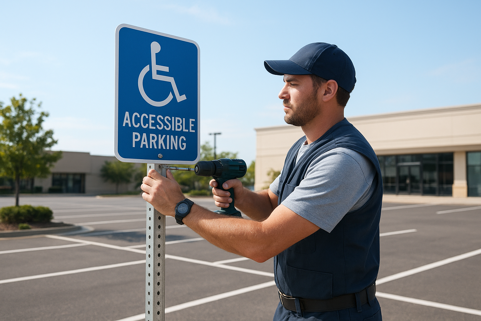 ADA parking signage installation Denton TX project completed by a professional crew