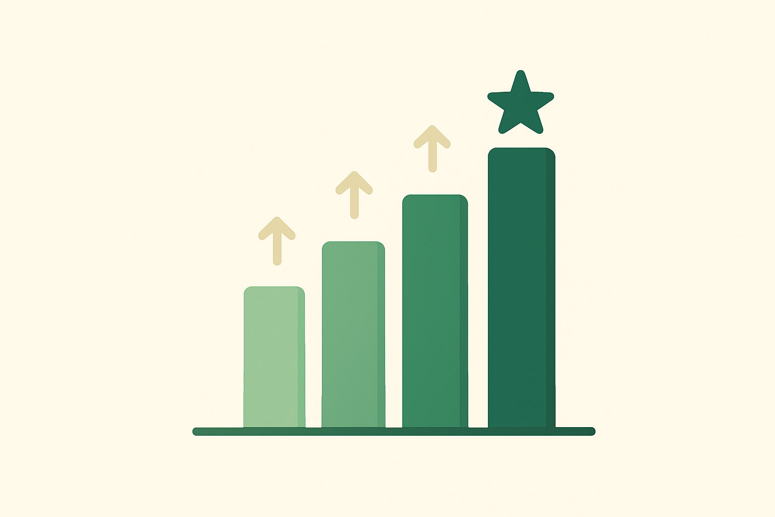 Bar chart illustration showing progressive growth toward an excellent SEO score benchmark