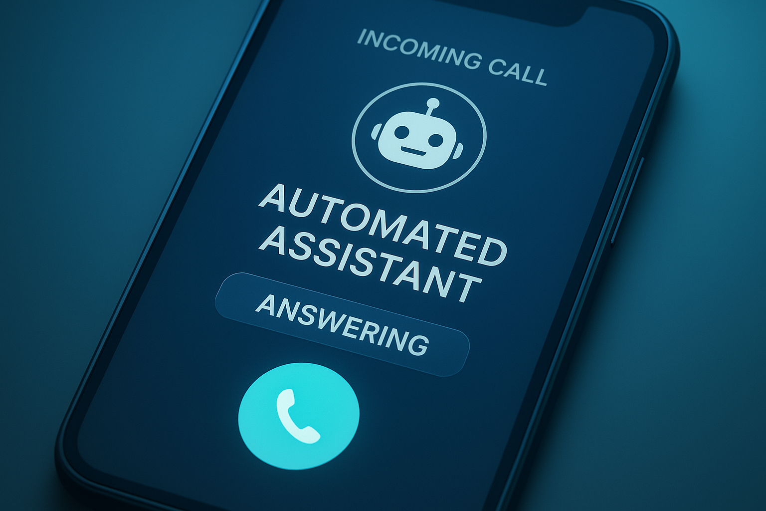 Smartphone screen showing an AI receptionist instantly answering an incoming home service call