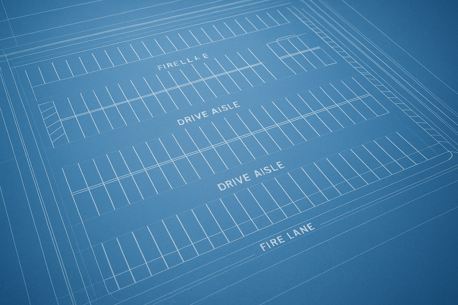 Blueprint diagram illustrating north texas parking lot layout services planning process