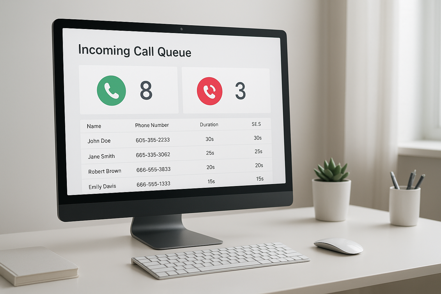Dashboard showing answered versus missed calls for a plumbing company call center