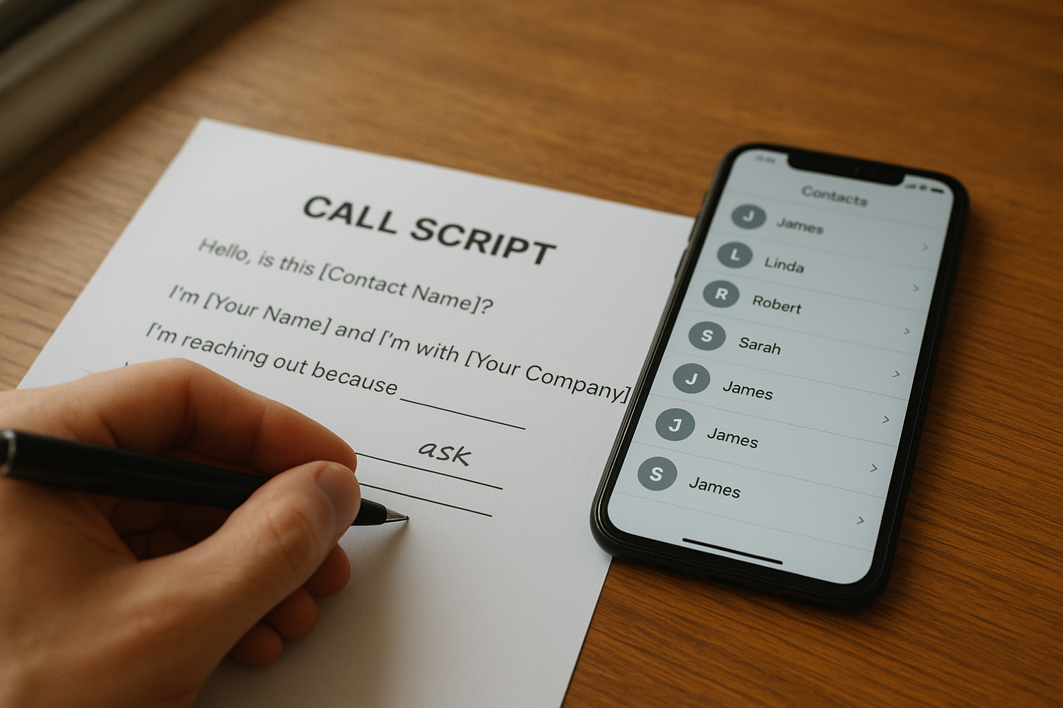 Agent preparing a circle prospecting script before calling homeowners near a new listing