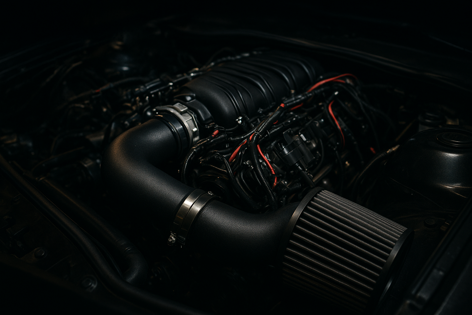 Modified LS engine bay representing a platform supported by datalog analysis software