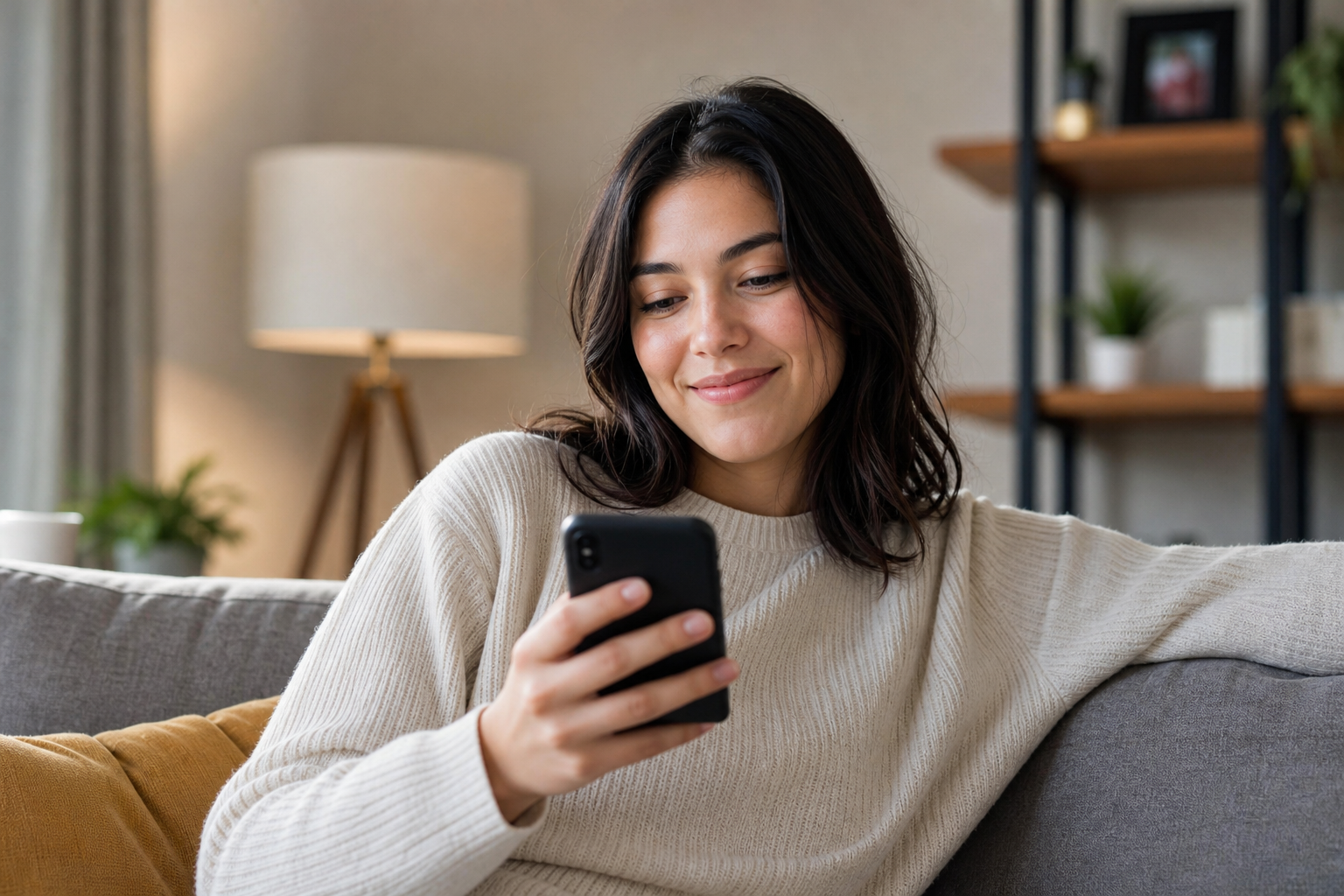 Content creator reading a brand partnership email notification on a smartphone