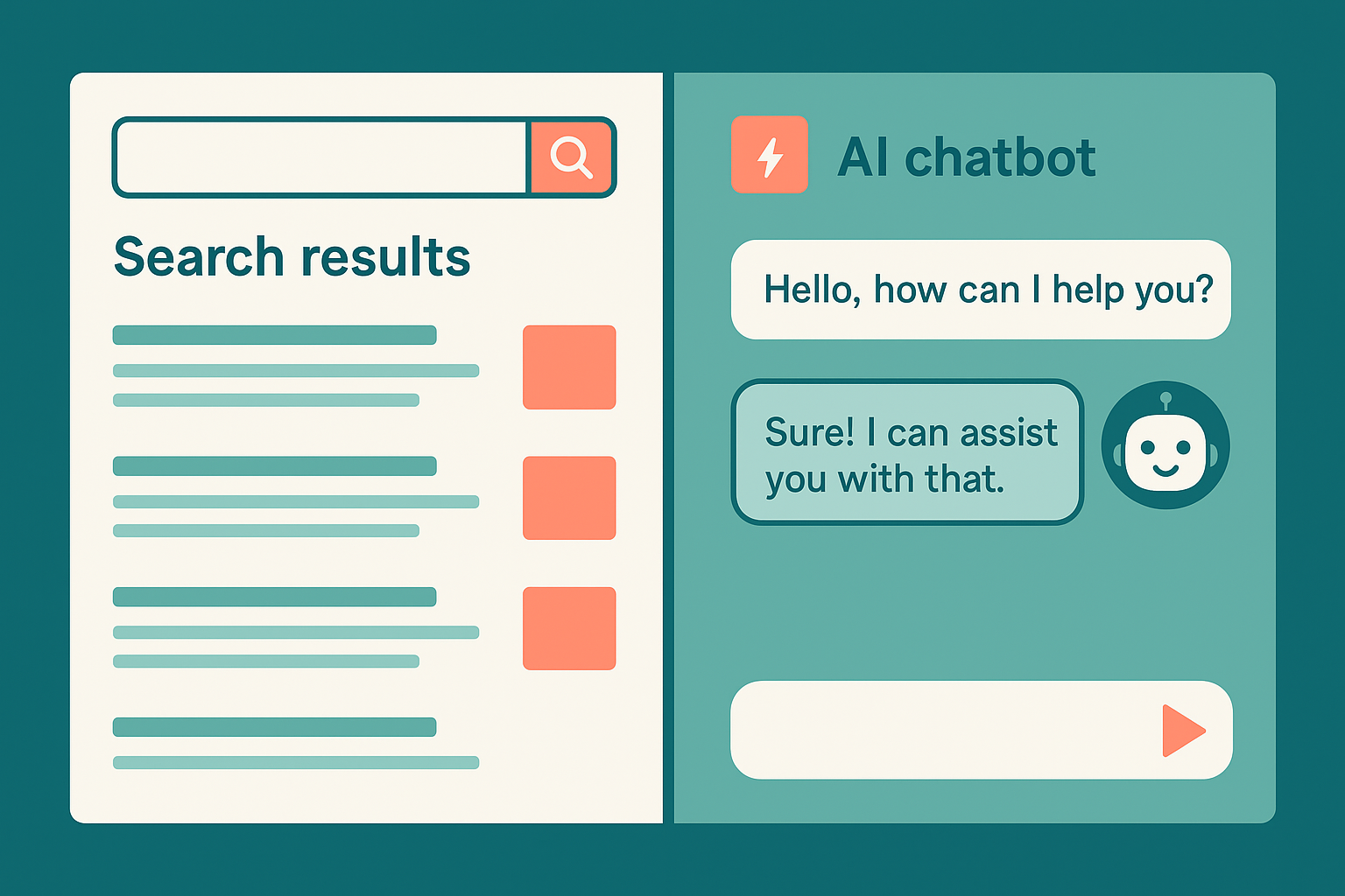 Comparison of traditional search results and AI answer engine results for digital marketing AI tools
