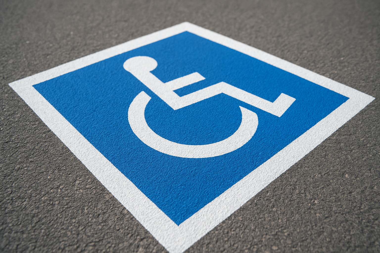 ADA compliant handicap parking symbol as part of parking lot line painting project