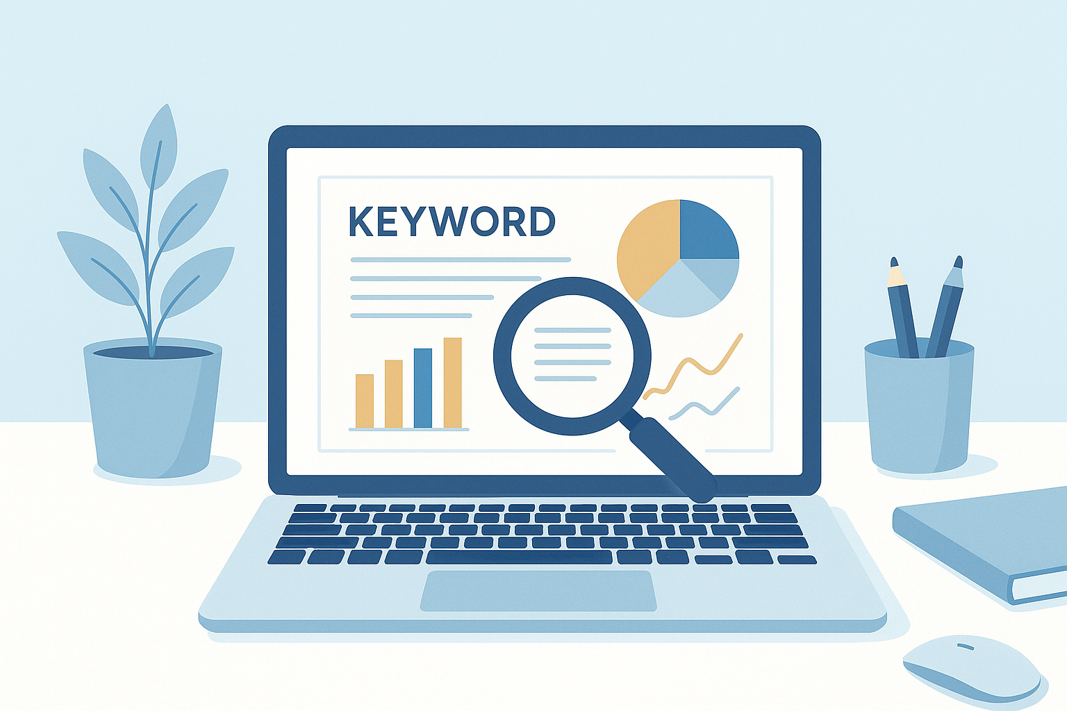 Illustration showing how to get keywords from website pages using data analysis tools
