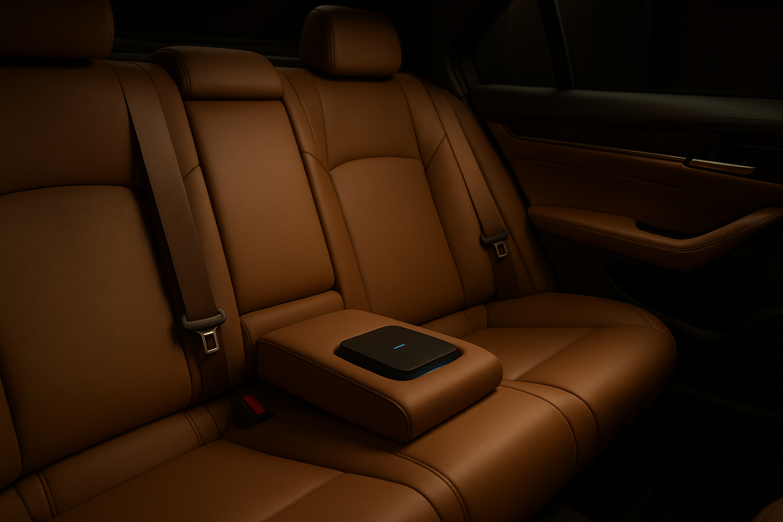 Leather interior of a luxury sedan showing premium amenities for South Bay travel