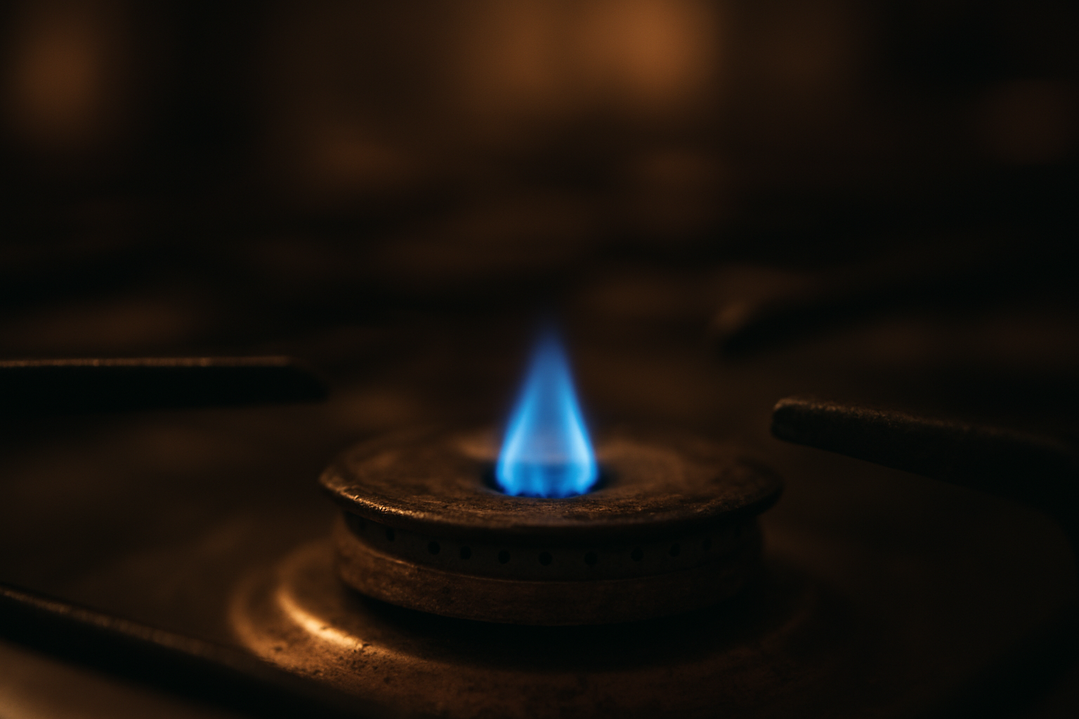 Close-up of a gas stove burner igniting after a professional stove repair service