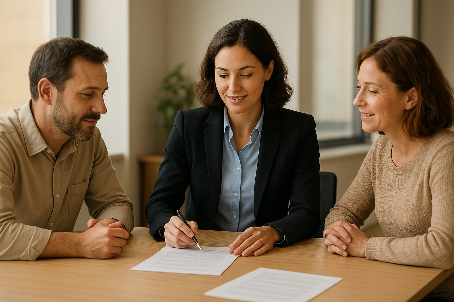 Employment relations consultants meeting with small business leaders in a conference room