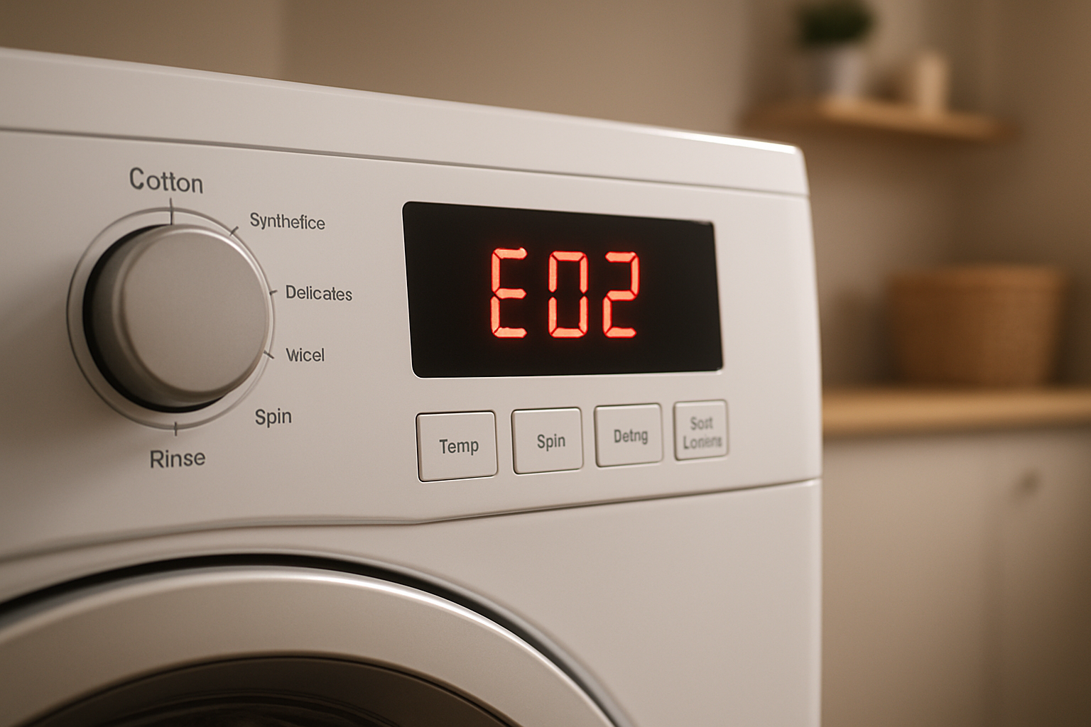 Washing machine control panel showing an error code during appliance troubleshooting