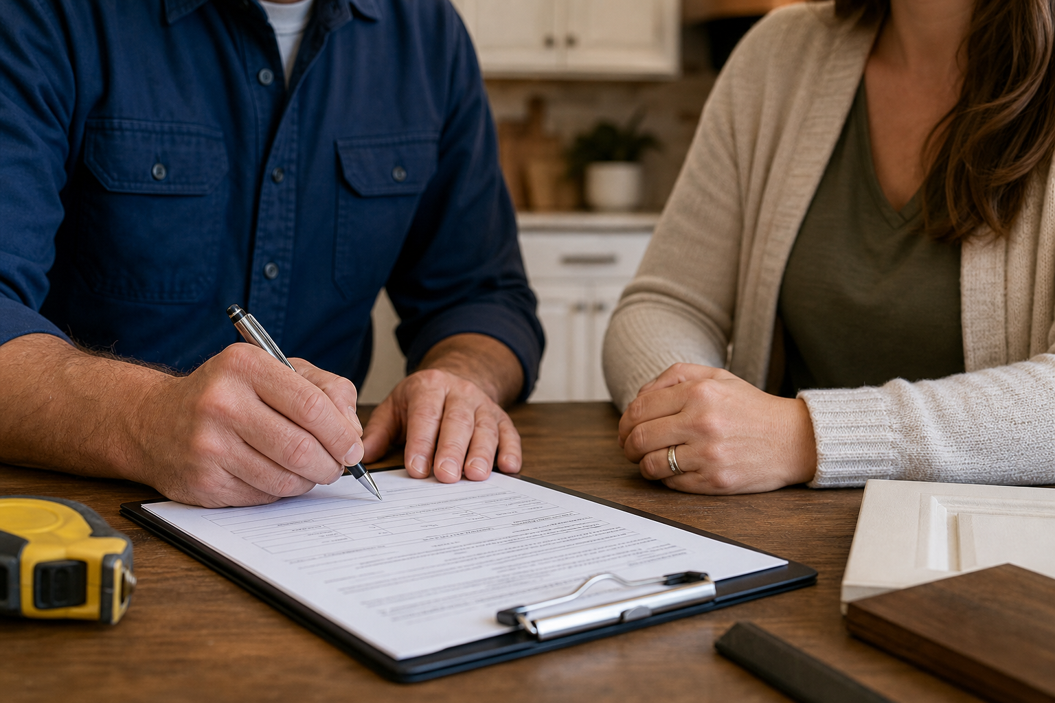 Homeowner signing an estimate after a tracked lead reaches the sales appointment stage