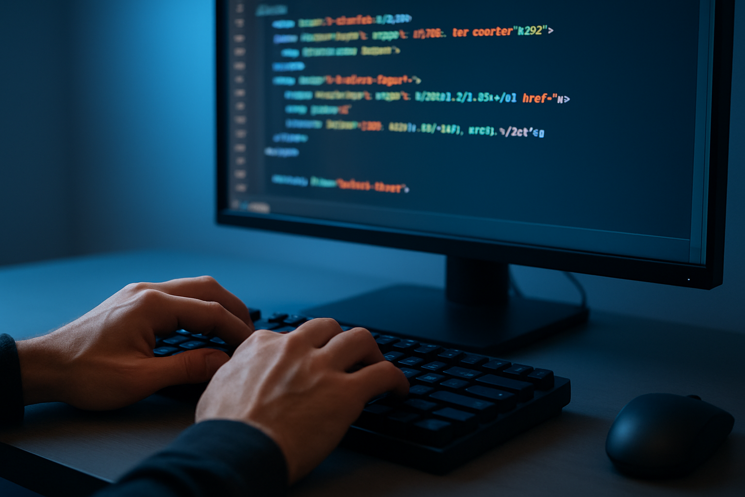 Developer writing HTML code to create a clickable image map with area elements on screen