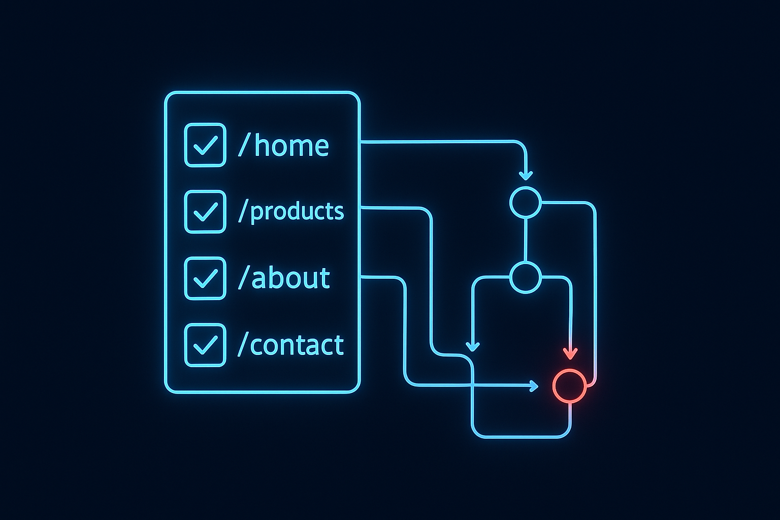 Visual diagram of a crawling list showing URL queue order and crawl path connections