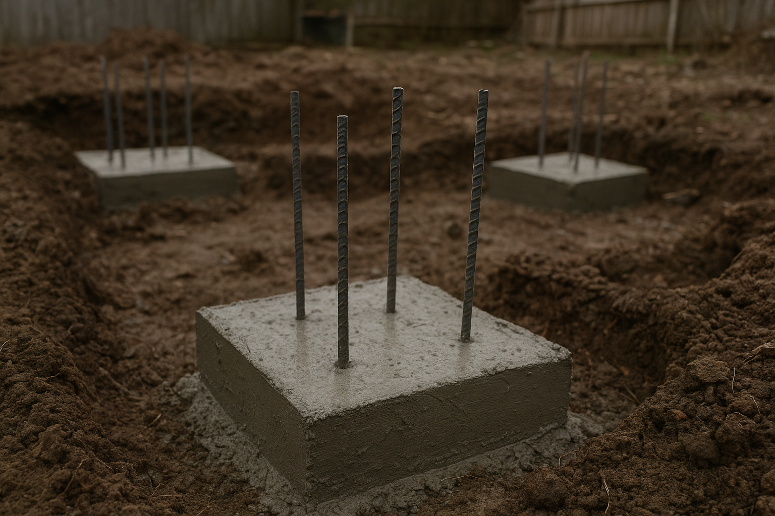 Reinforced foundation footings prepared for a detached ADU structural engineering project