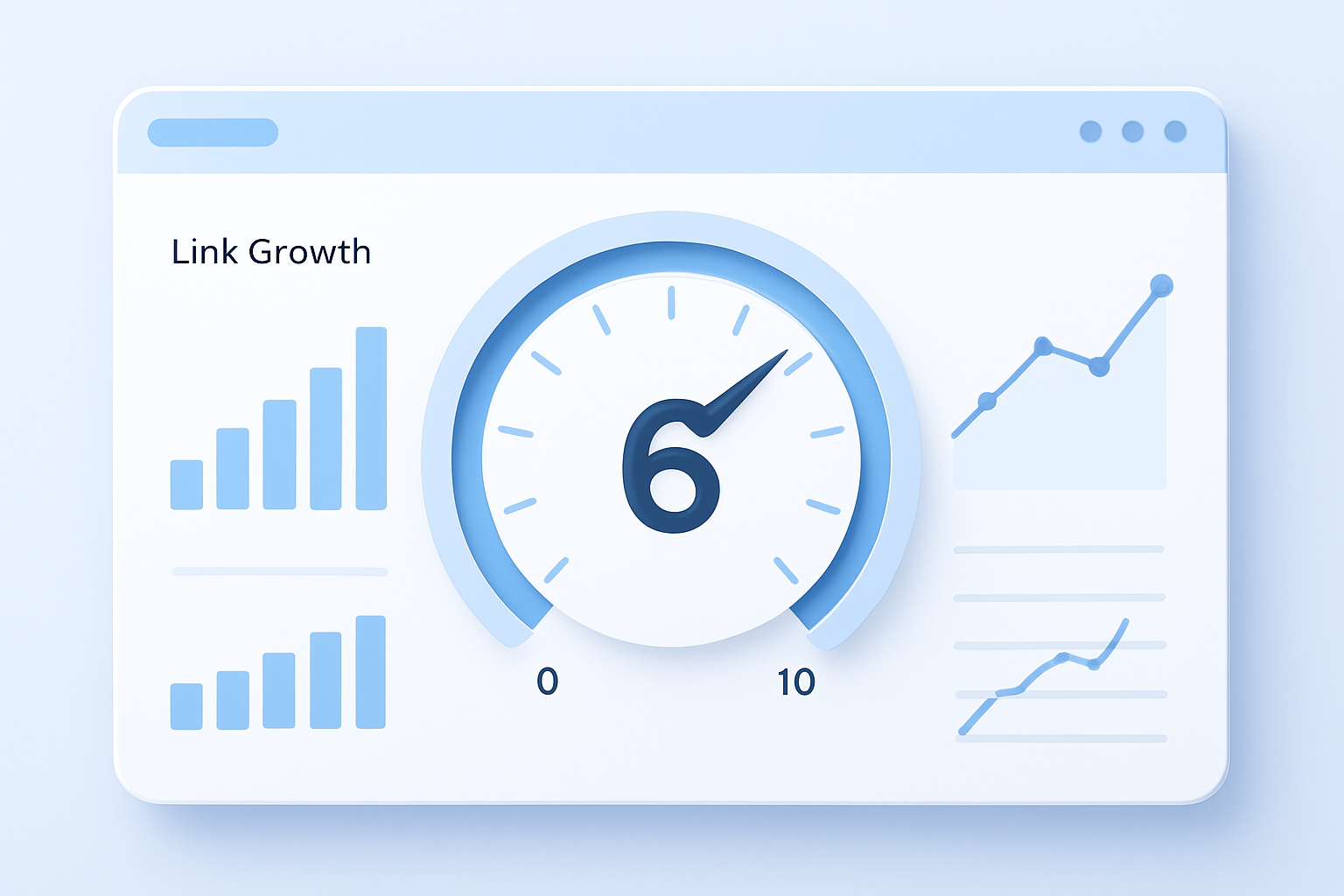 Domain Moz rank score displayed on an SEO analytics dashboard with link growth charts