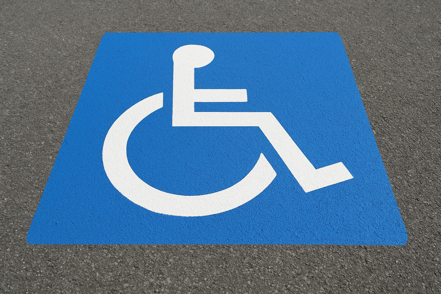 ADA compliant accessible parking symbol painted by a professional striping crew