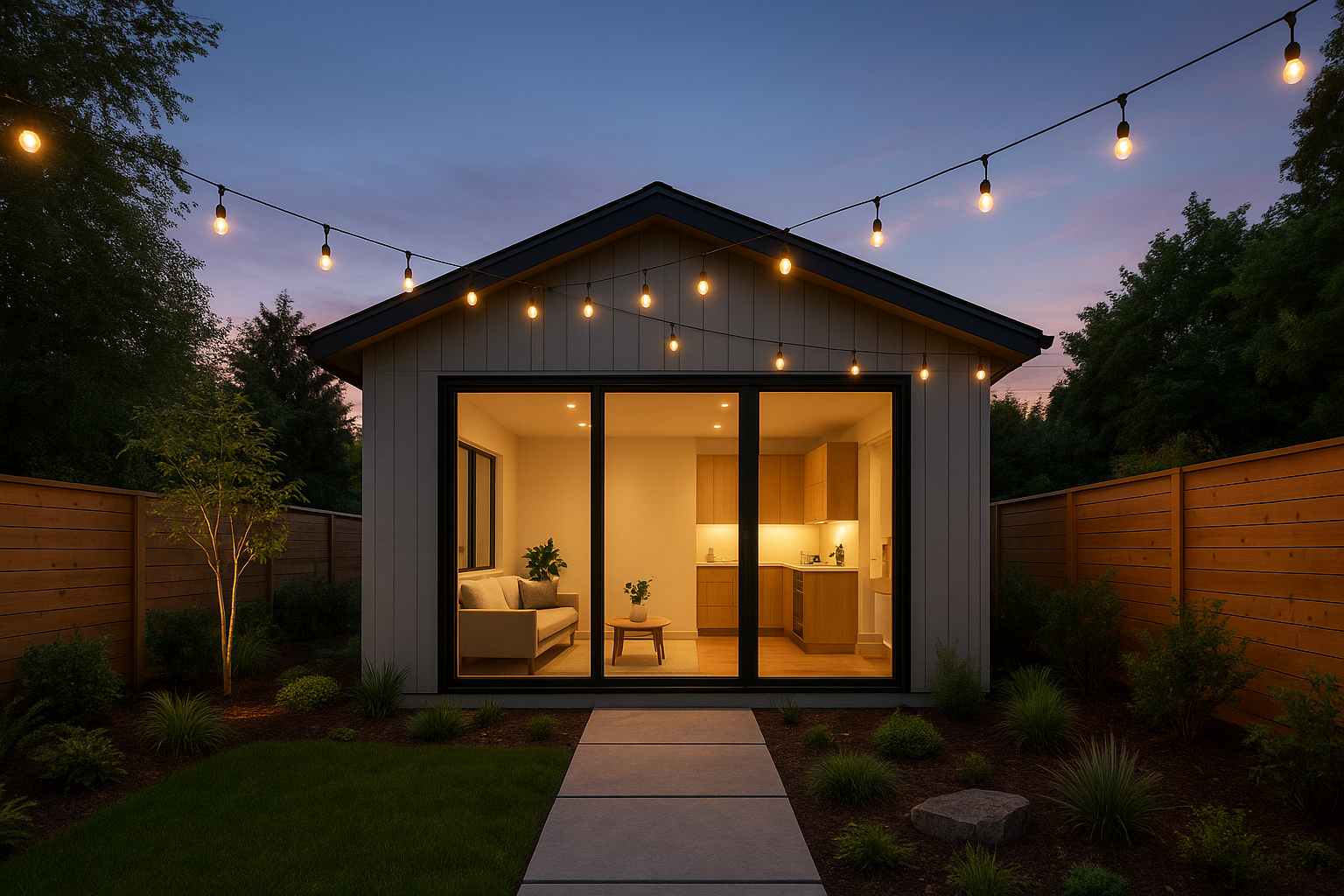 Completed detached accessory dwelling unit built using adu construction loans california financing