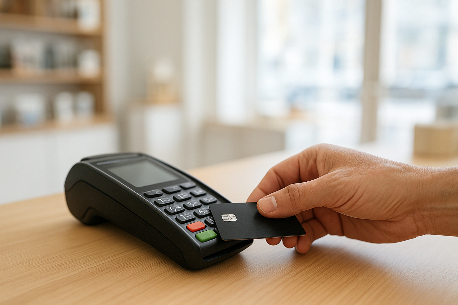 Point-of-sale card reader used to track daily sales for retail financing
