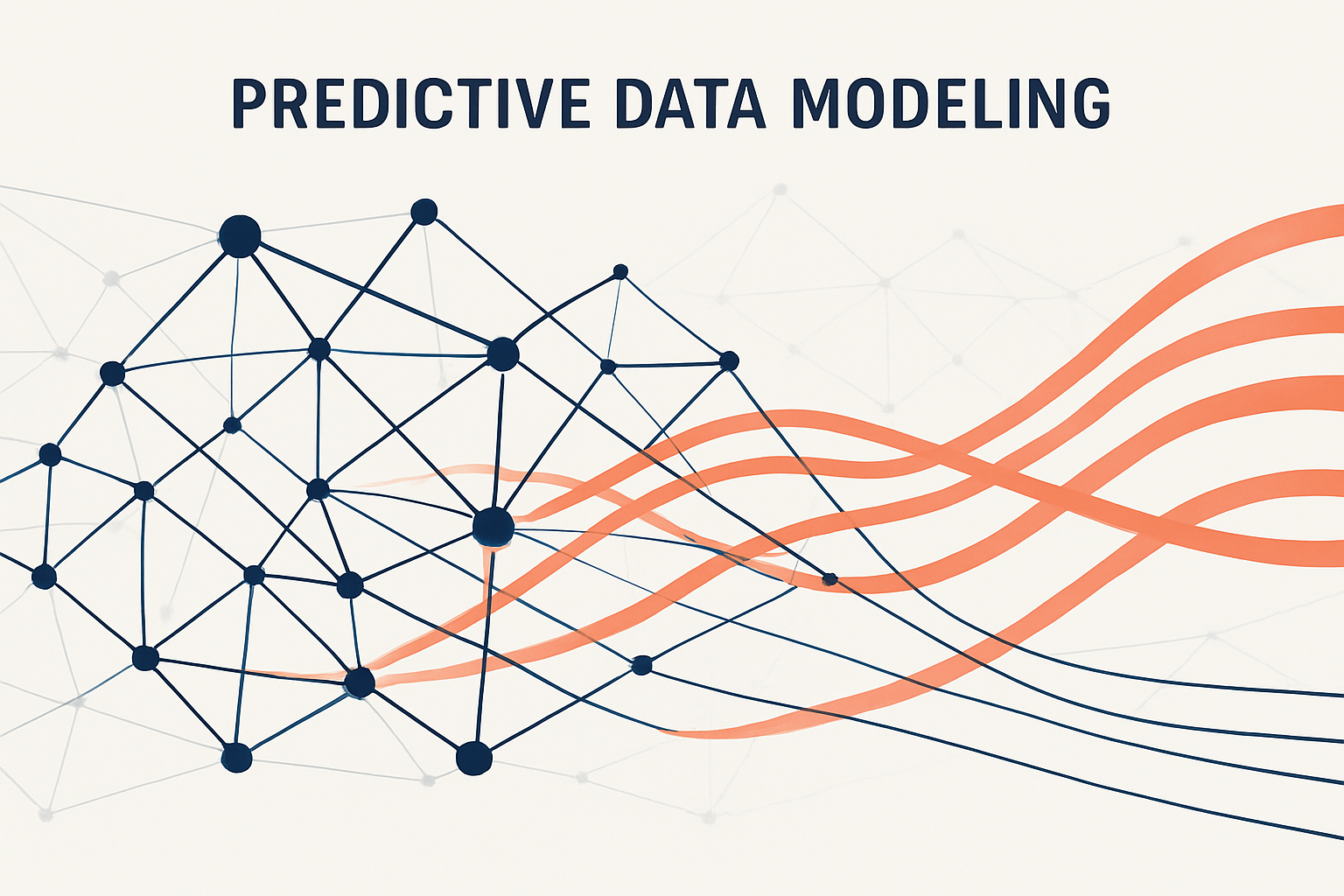 Predictive AI modeling visualization showing competitor ranking trajectory patterns and interconnected data nodes