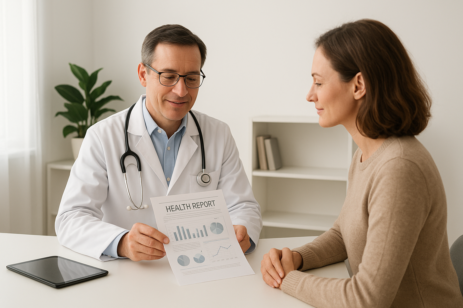 Physician reviewing a medical weight loss Ontario treatment plan with a patient in a modern clinic