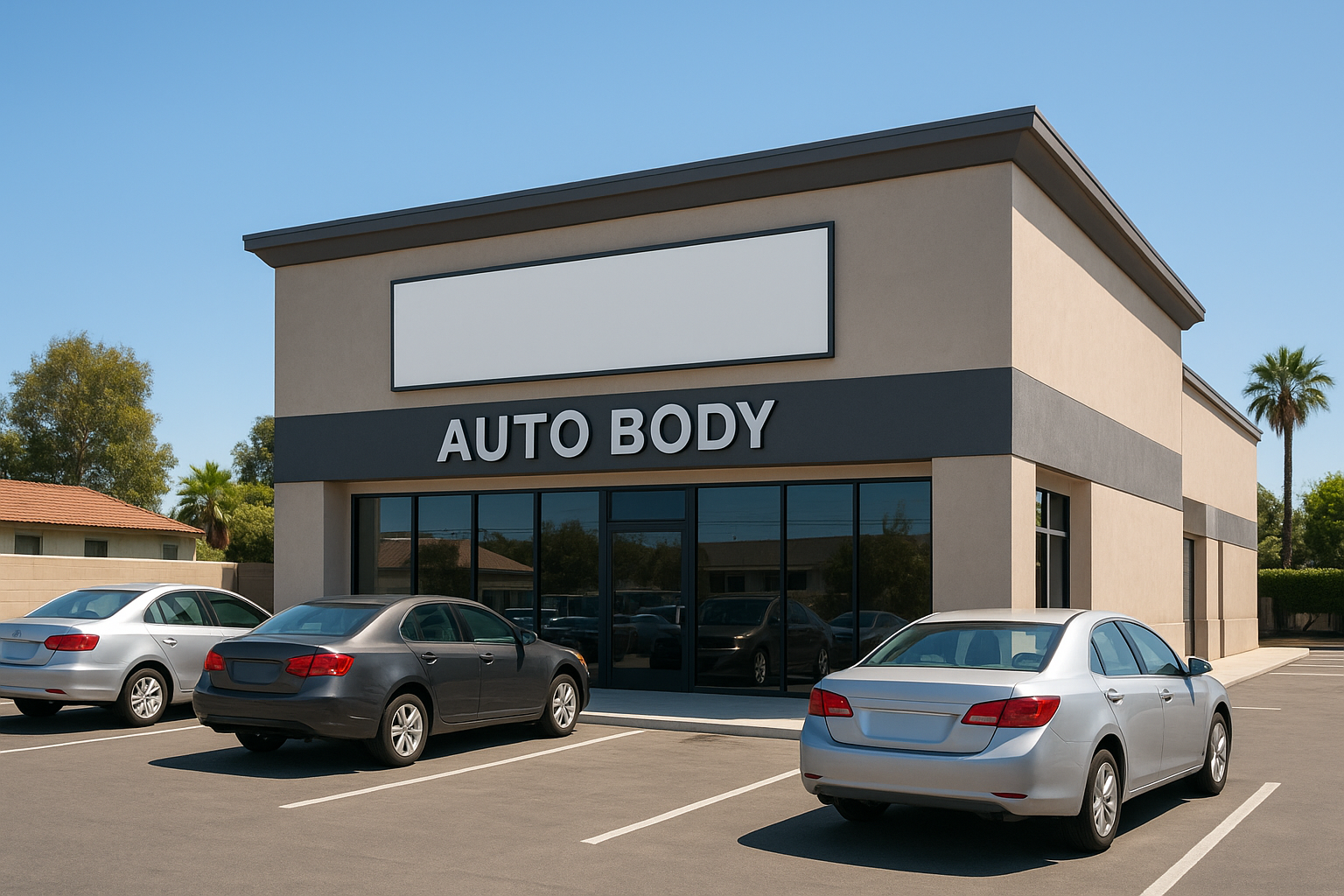 Auto body repair shop exterior serving Orange County drivers