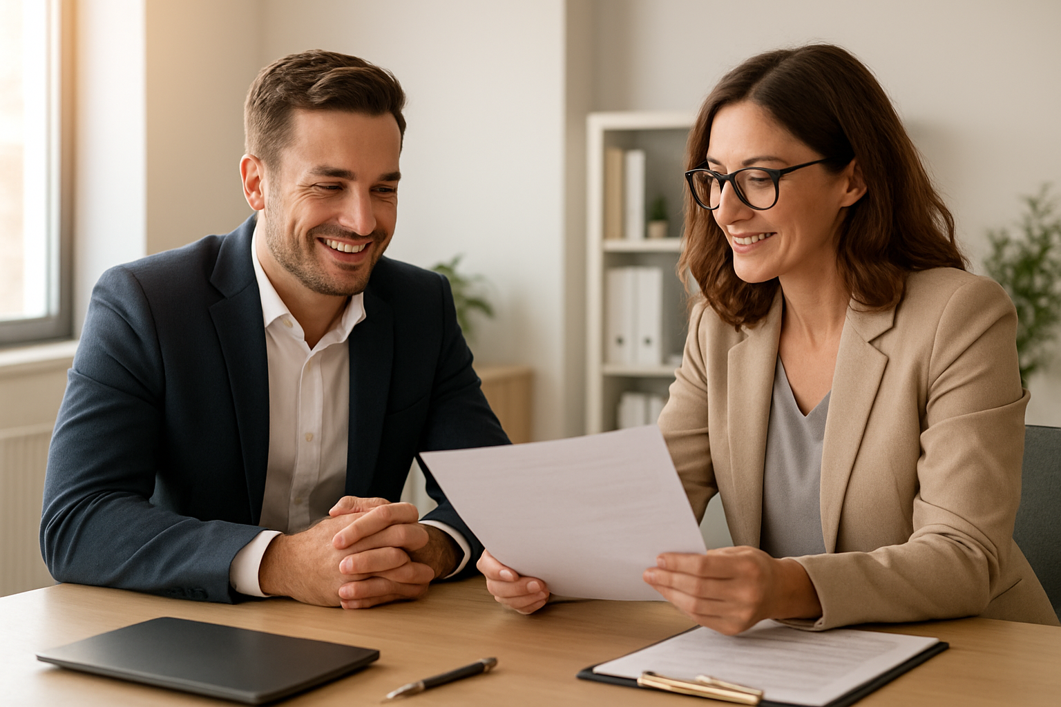 Business owner receiving hr support for business from an outsourced HR consultant