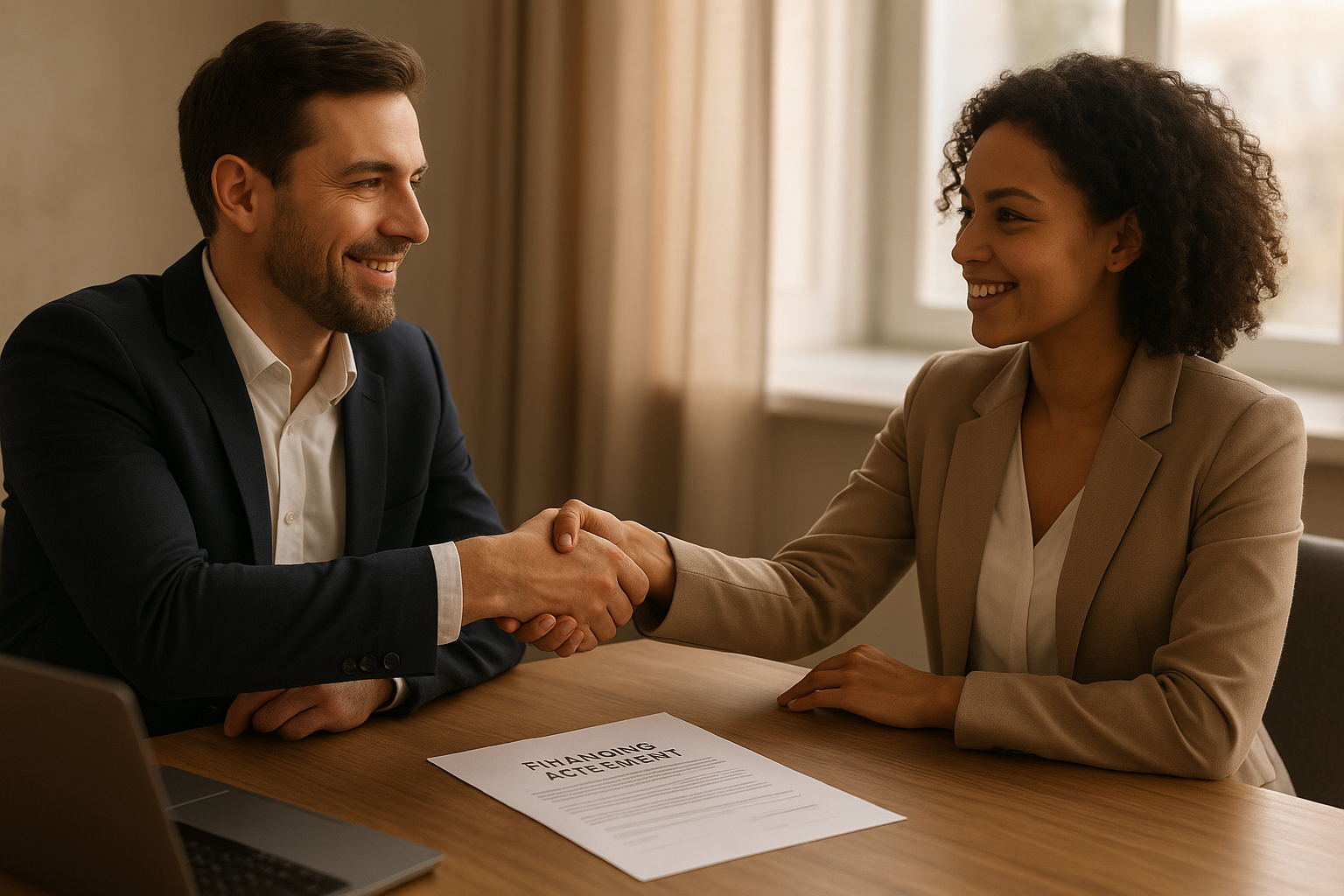 Lender and small business owner finalizing a short-term growth loan agreement