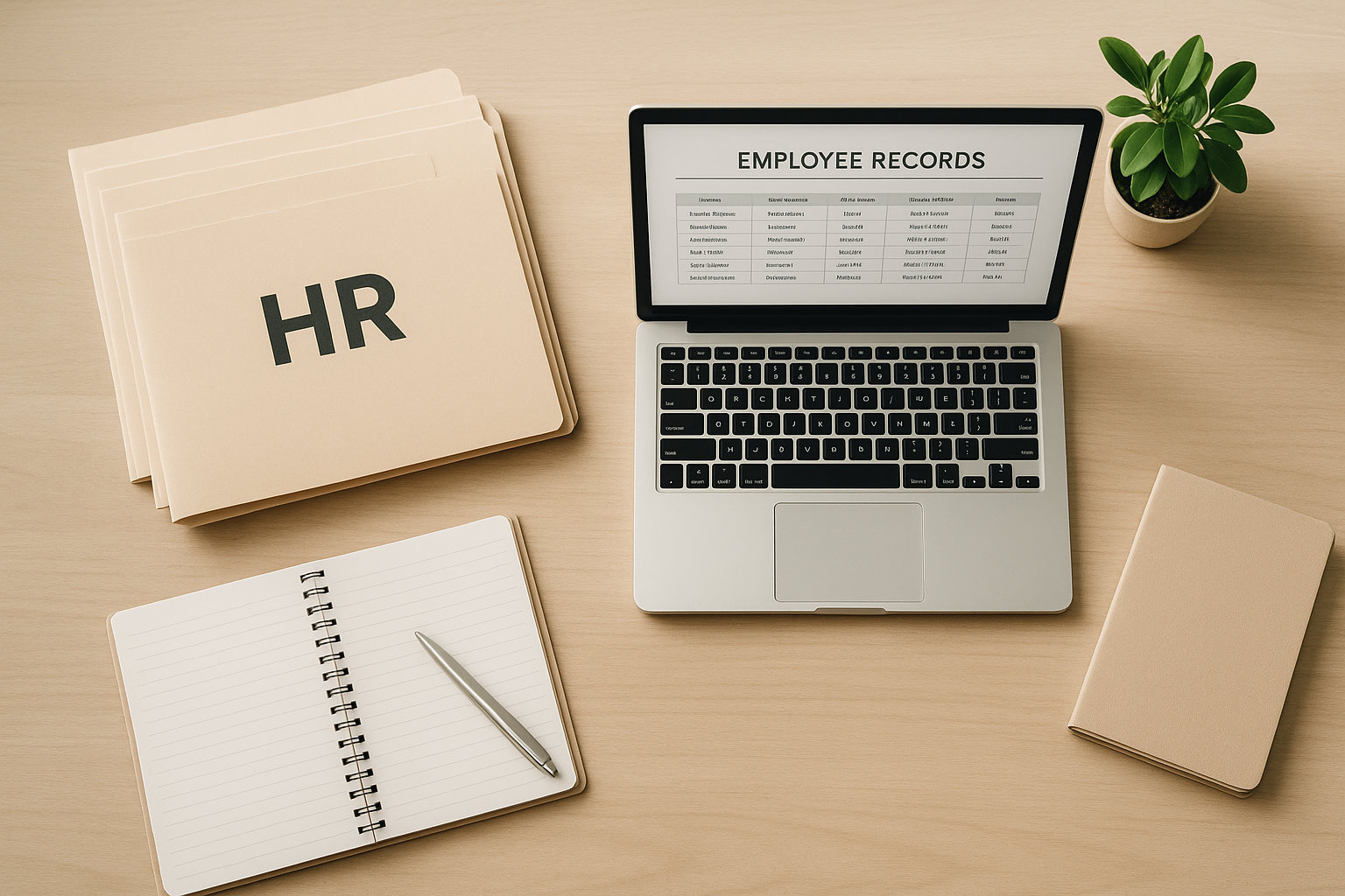 Organized HR administration desk representing the meaning of human resource administration