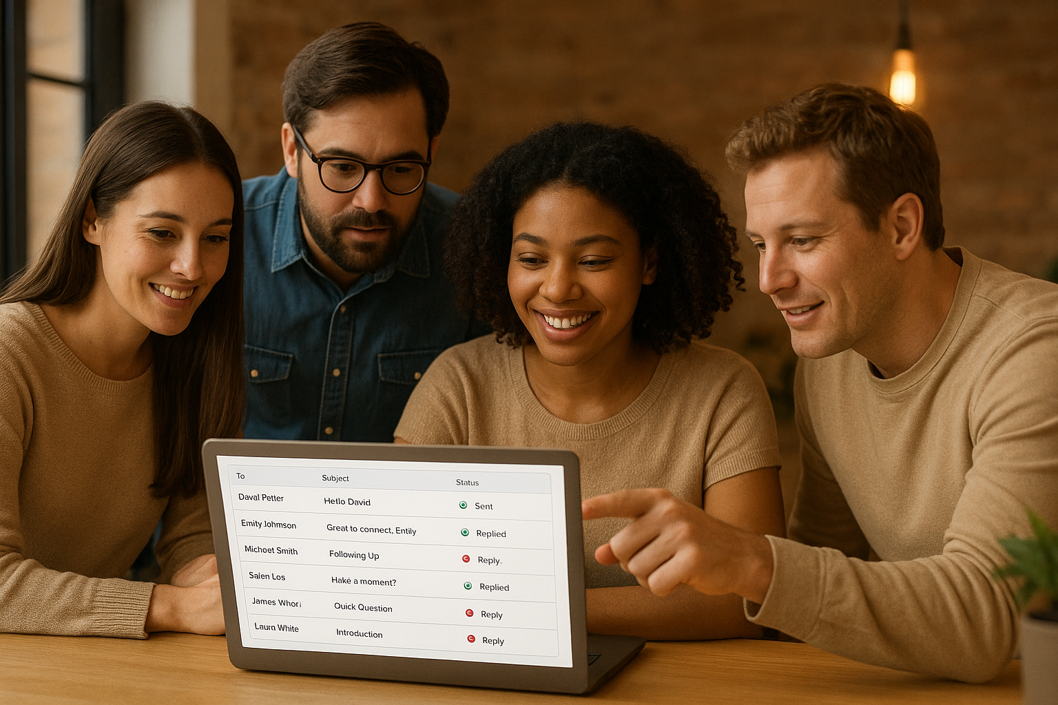 Marketing team reviewing personalized outreach messages sent to multiple micro influencer creators