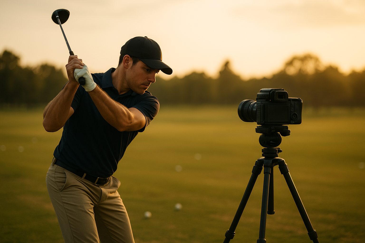Golfer practicing swing mechanics as part of coaching for aspiring golf professionals