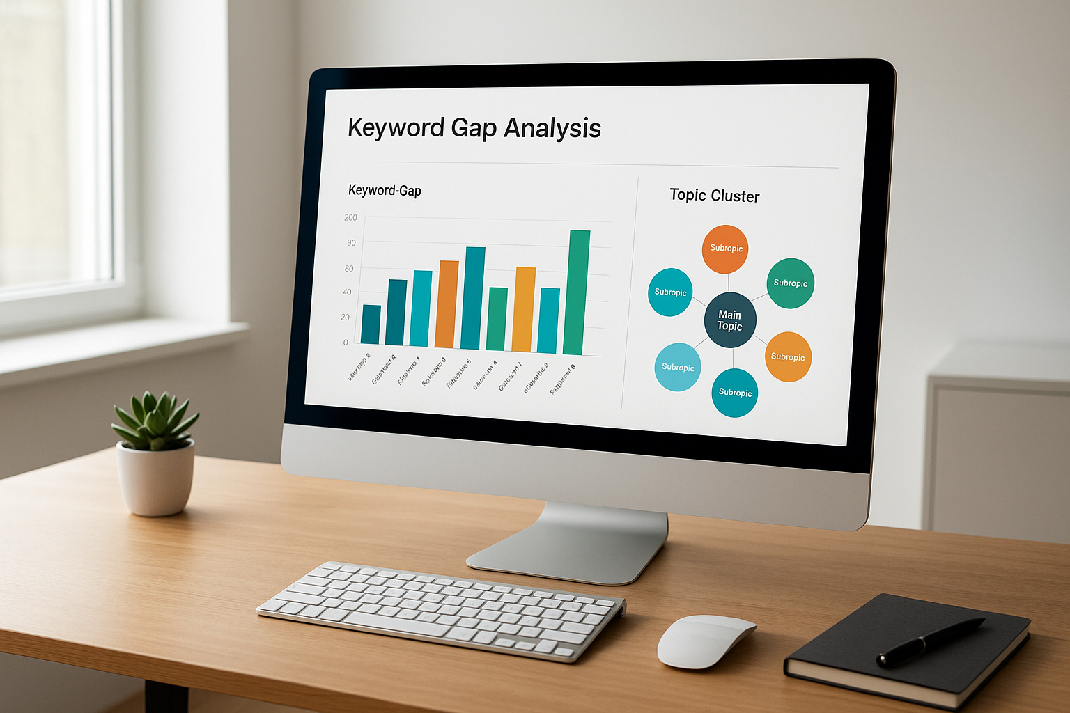 Ahrefs content gap analysis dashboard showing topical authority keyword opportunities