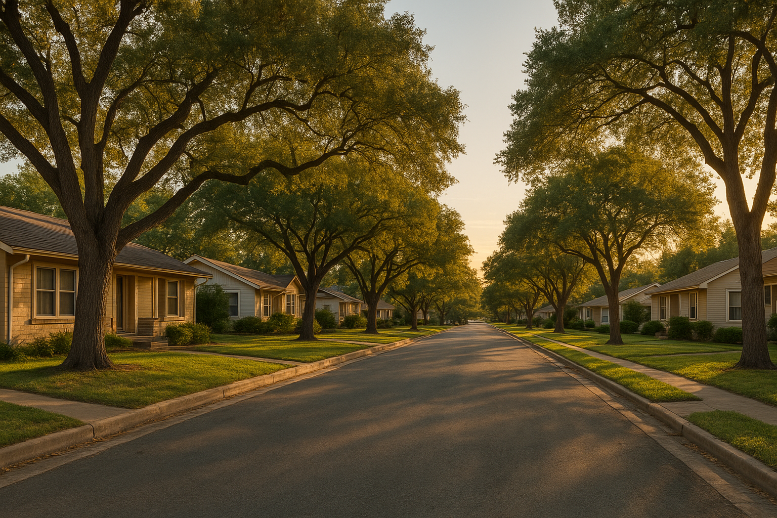 Tree-lined San Antonio neighborhood street where many senior homeowners are selling and downsizing