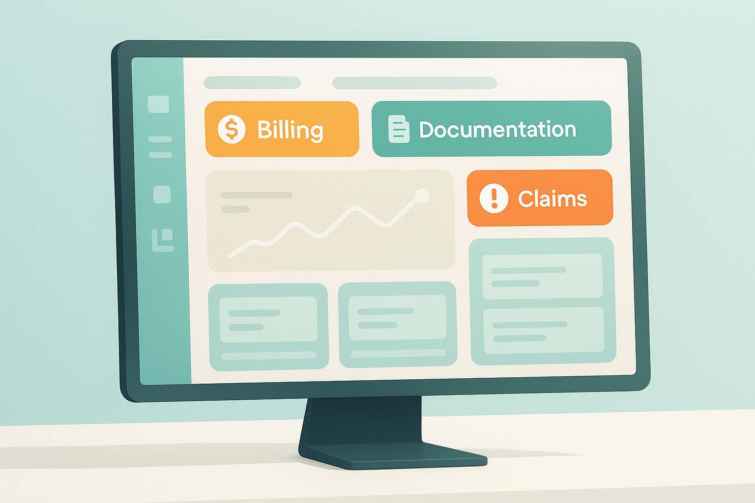 Dashboard view of behavioral health documentation and billing alerts in practice management software