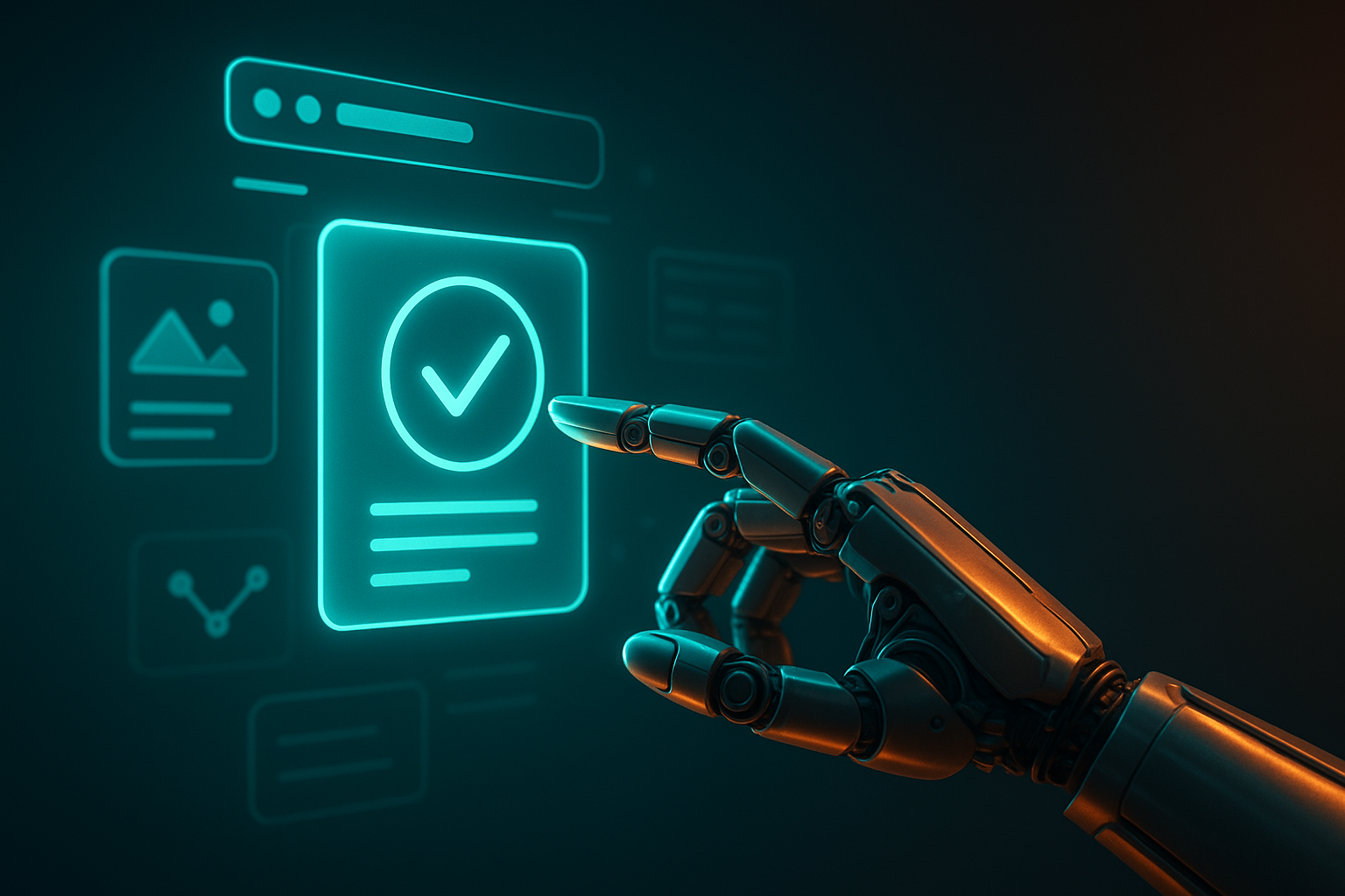Robotic automation concept representing advanced SEO automation tools optimizing a website
