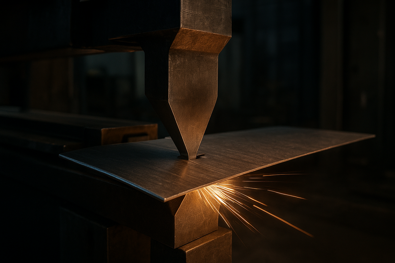 Technician using a press brake during metal cladding fabrication services