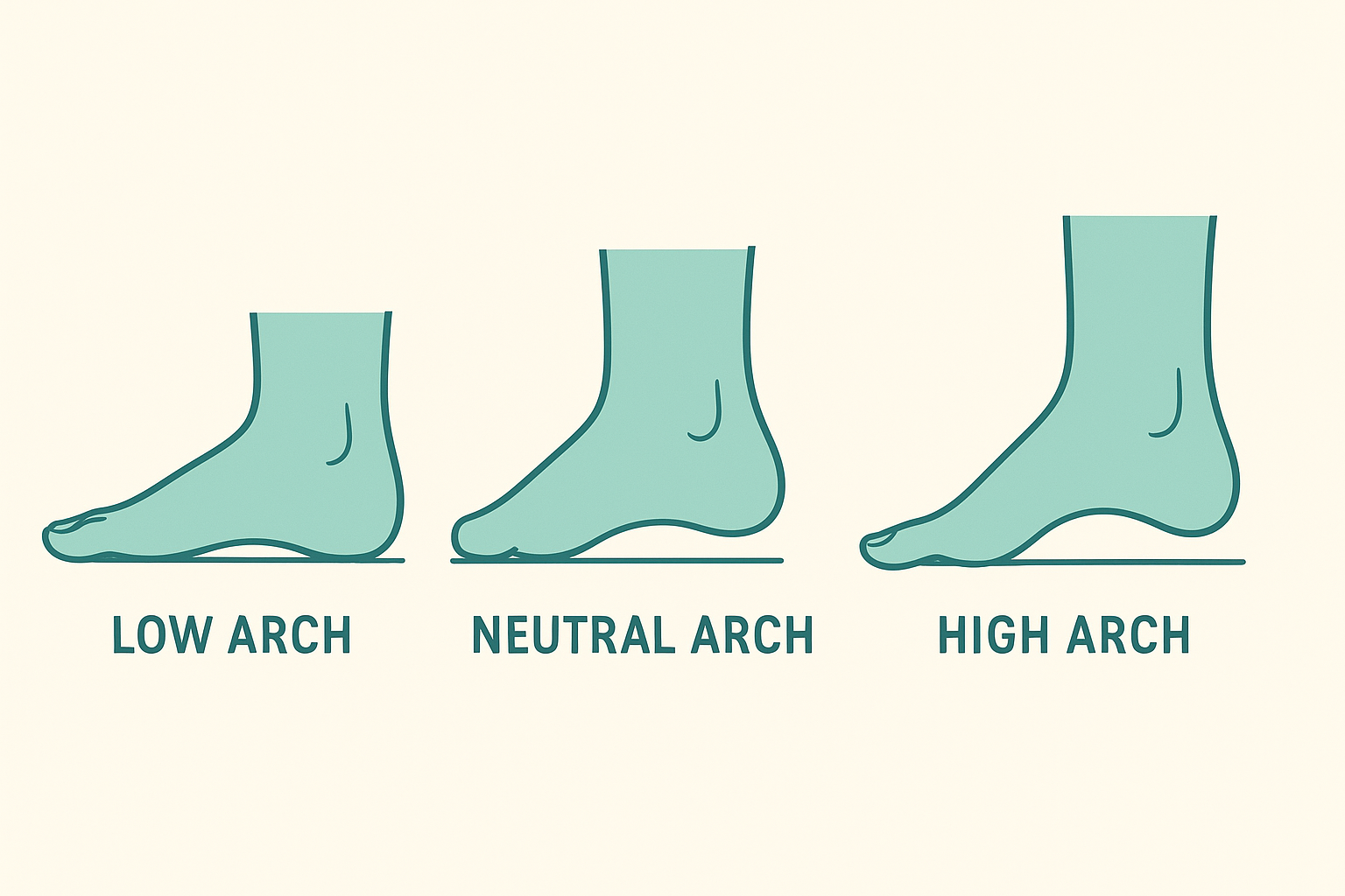 Diagram illustrating low, neutral, and high foot arch types relevant to personalized orthotic design
