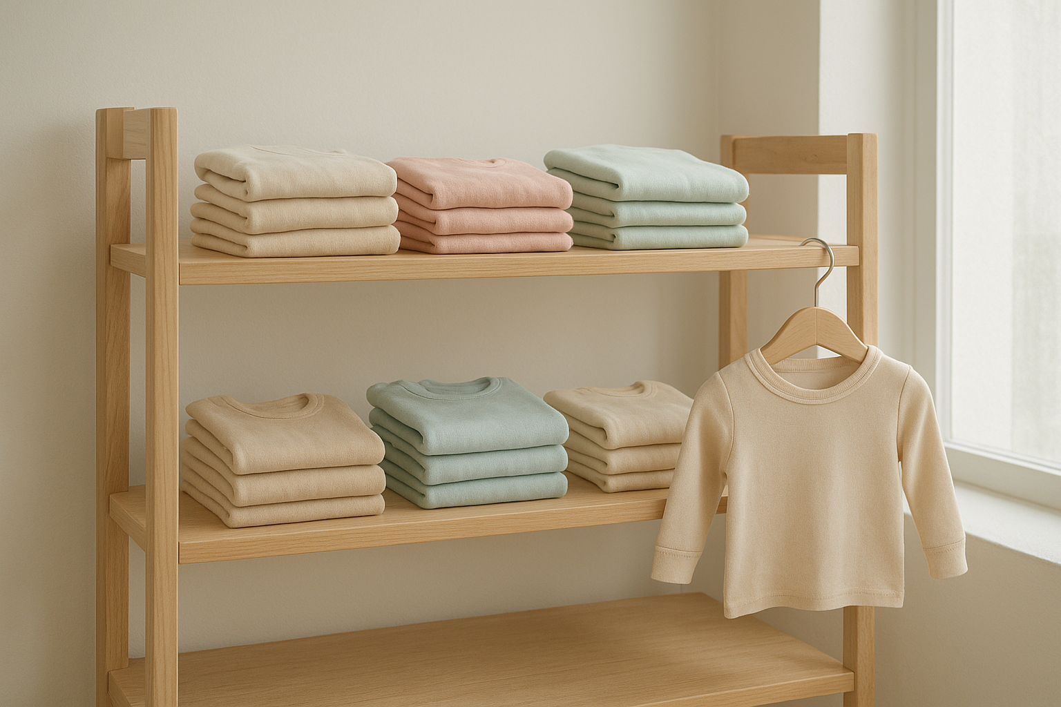 Rack of curated children's clothing representing a children's clothing sustainability service
