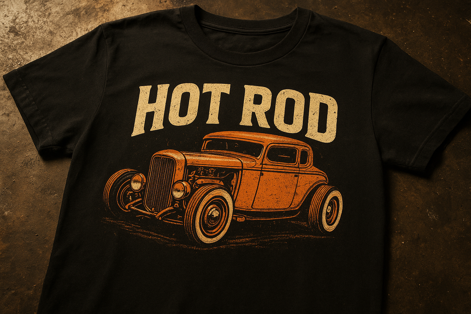 Rebellious style t-shirt with vintage hot rod graphic design