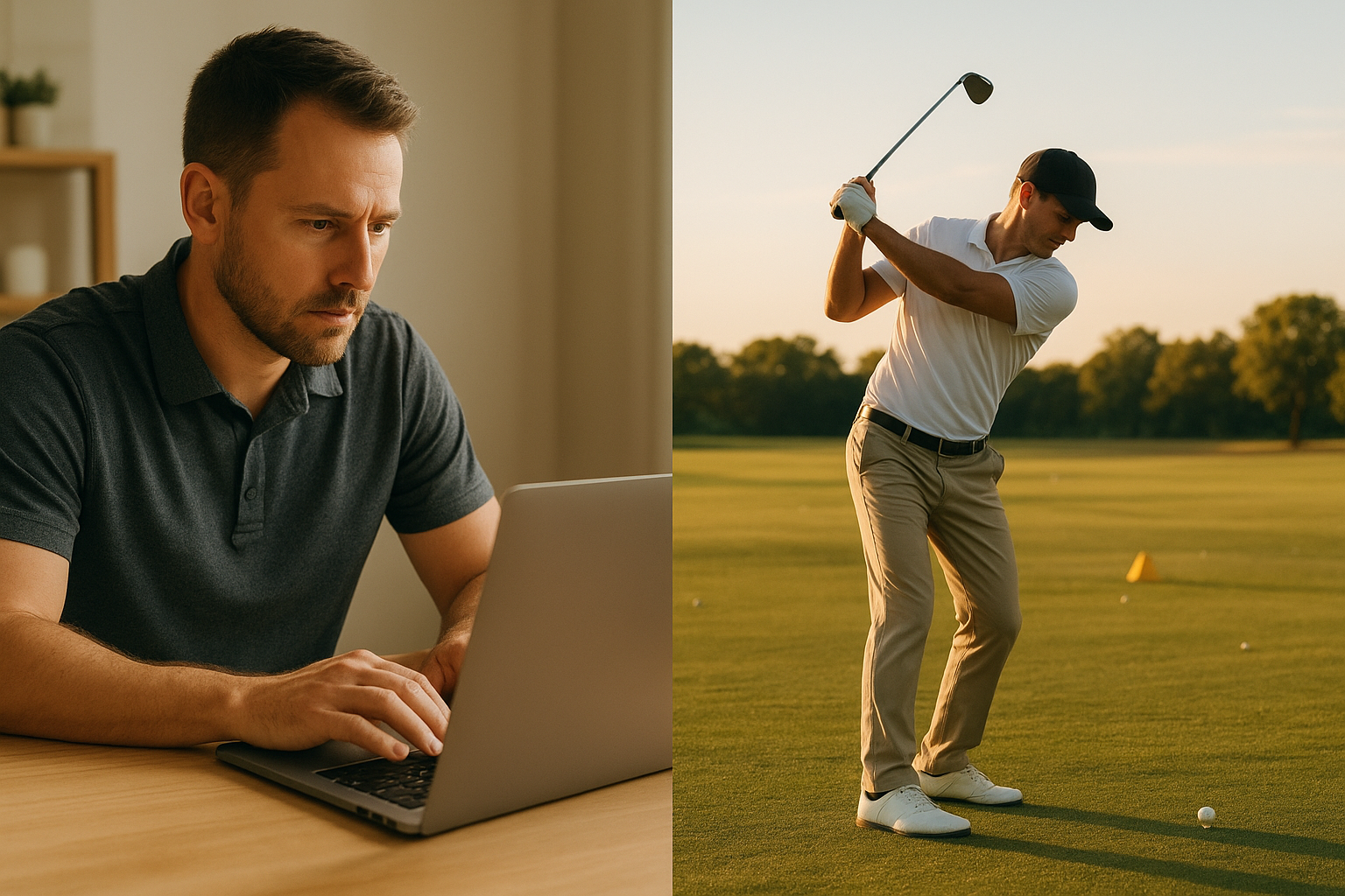 Coach reviewing remote swing footage as part of online golf biomechanics coaching