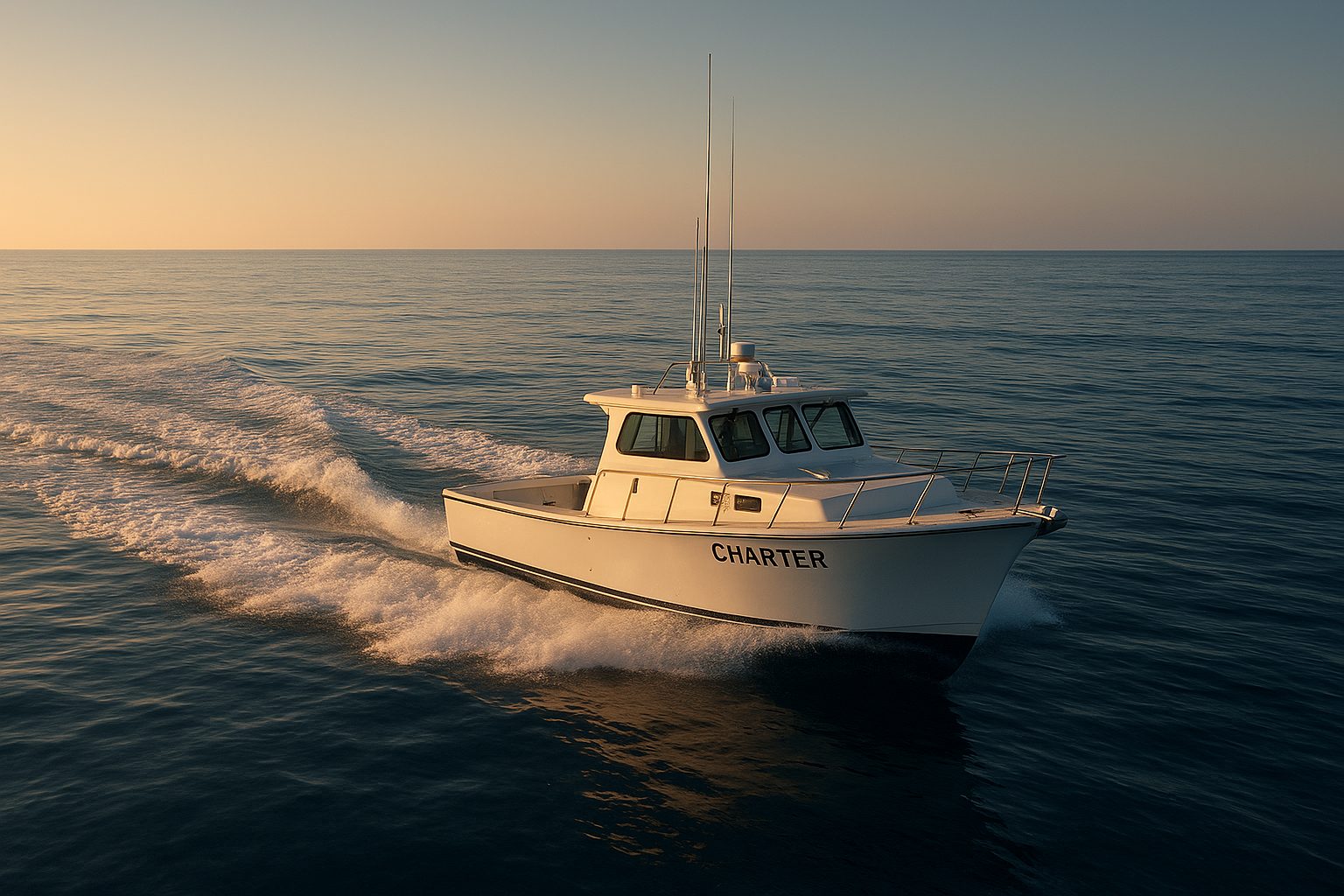 Charter boat running offshore in search of the best deep sea fishing charters near me