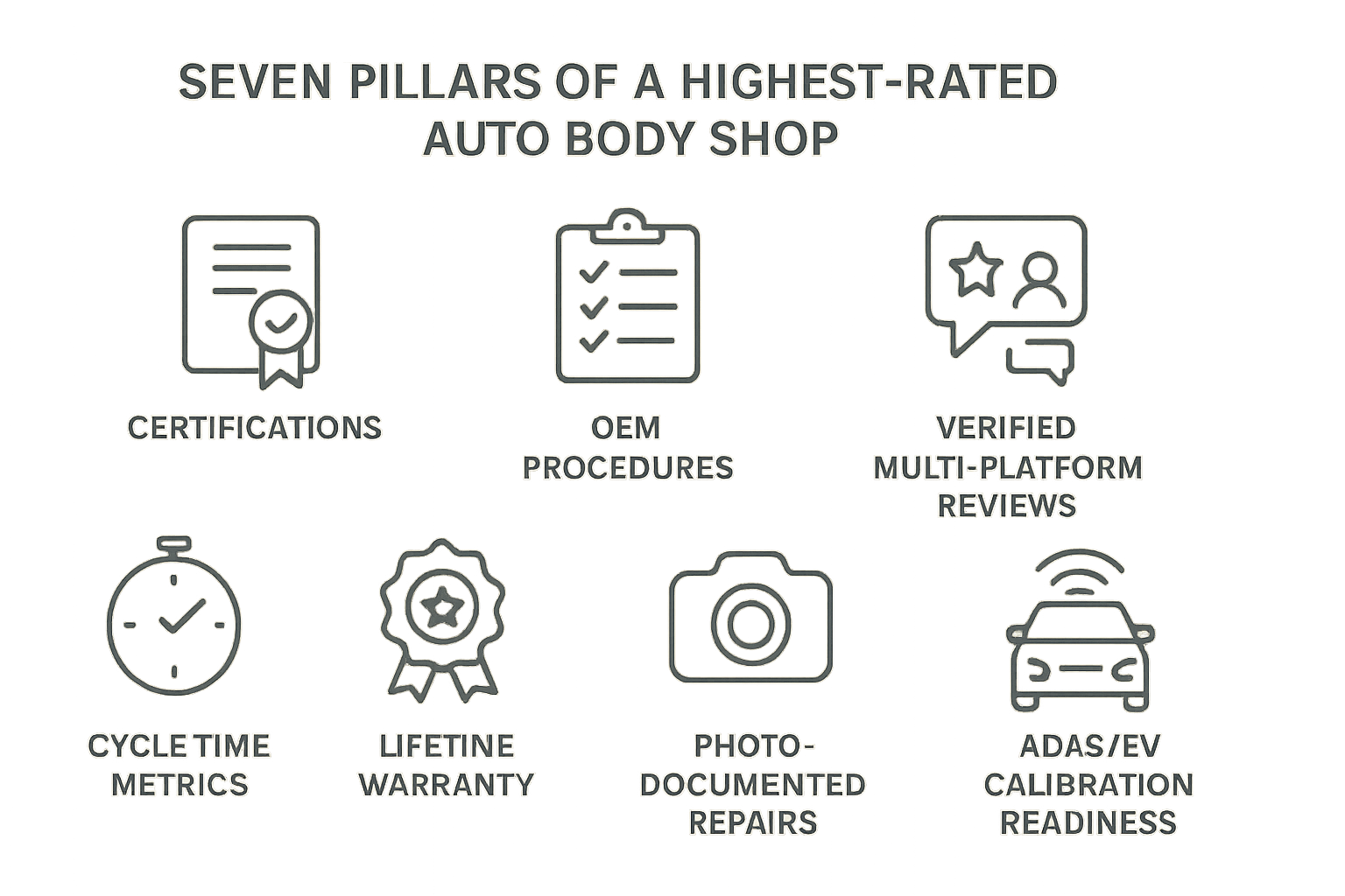 Infographic of key factors that define the highest rated auto body shop