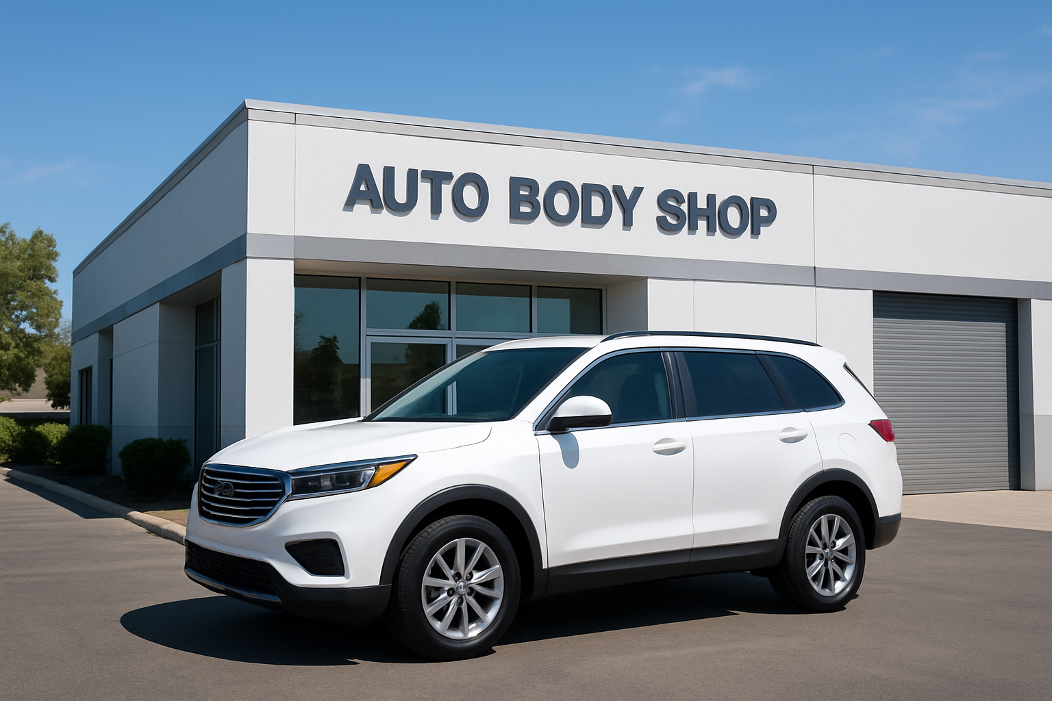 Fully restored white SUV after professional auto body repair service in Brea California