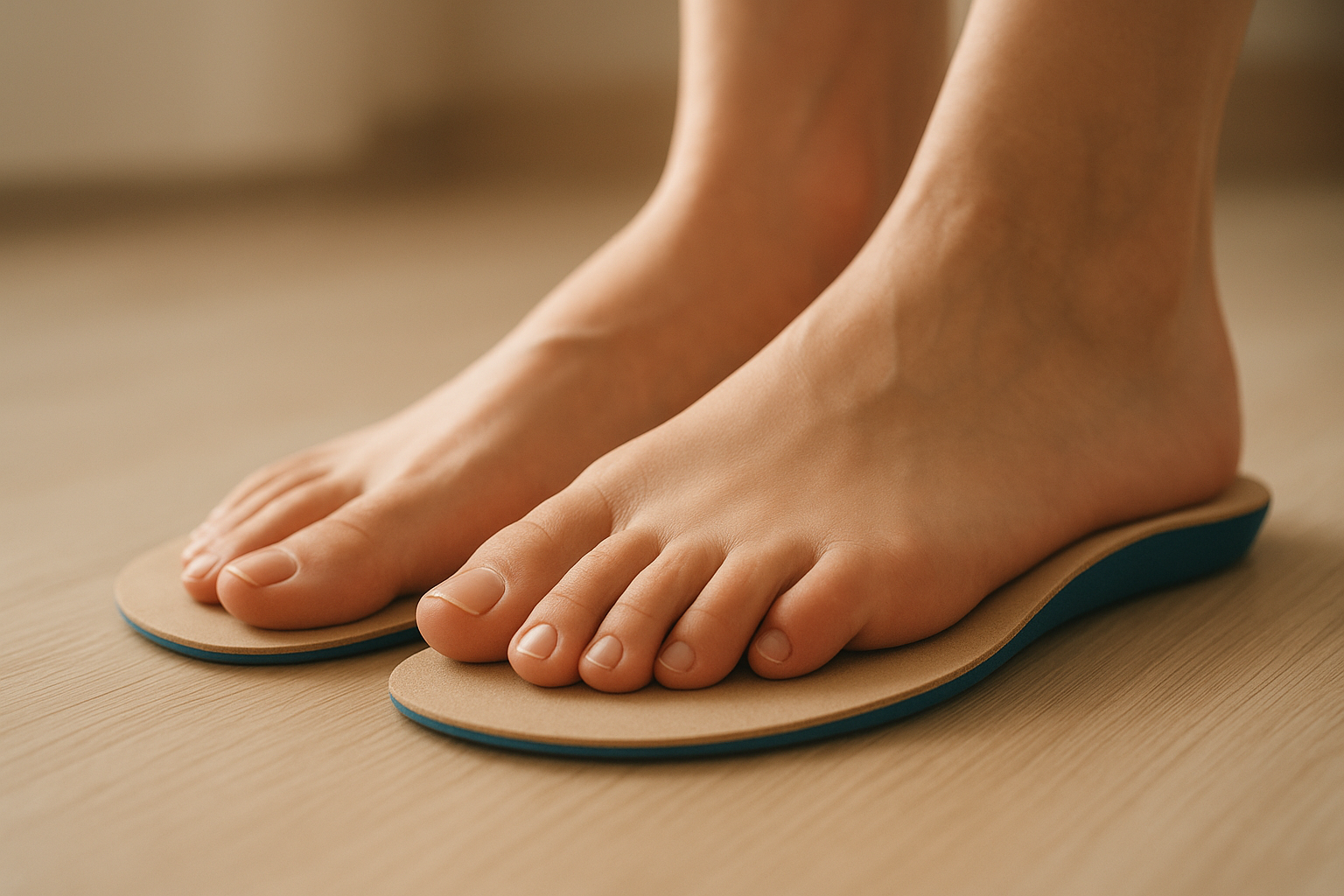 Custom orthotics for knee pain shown fitted inside a walking shoe