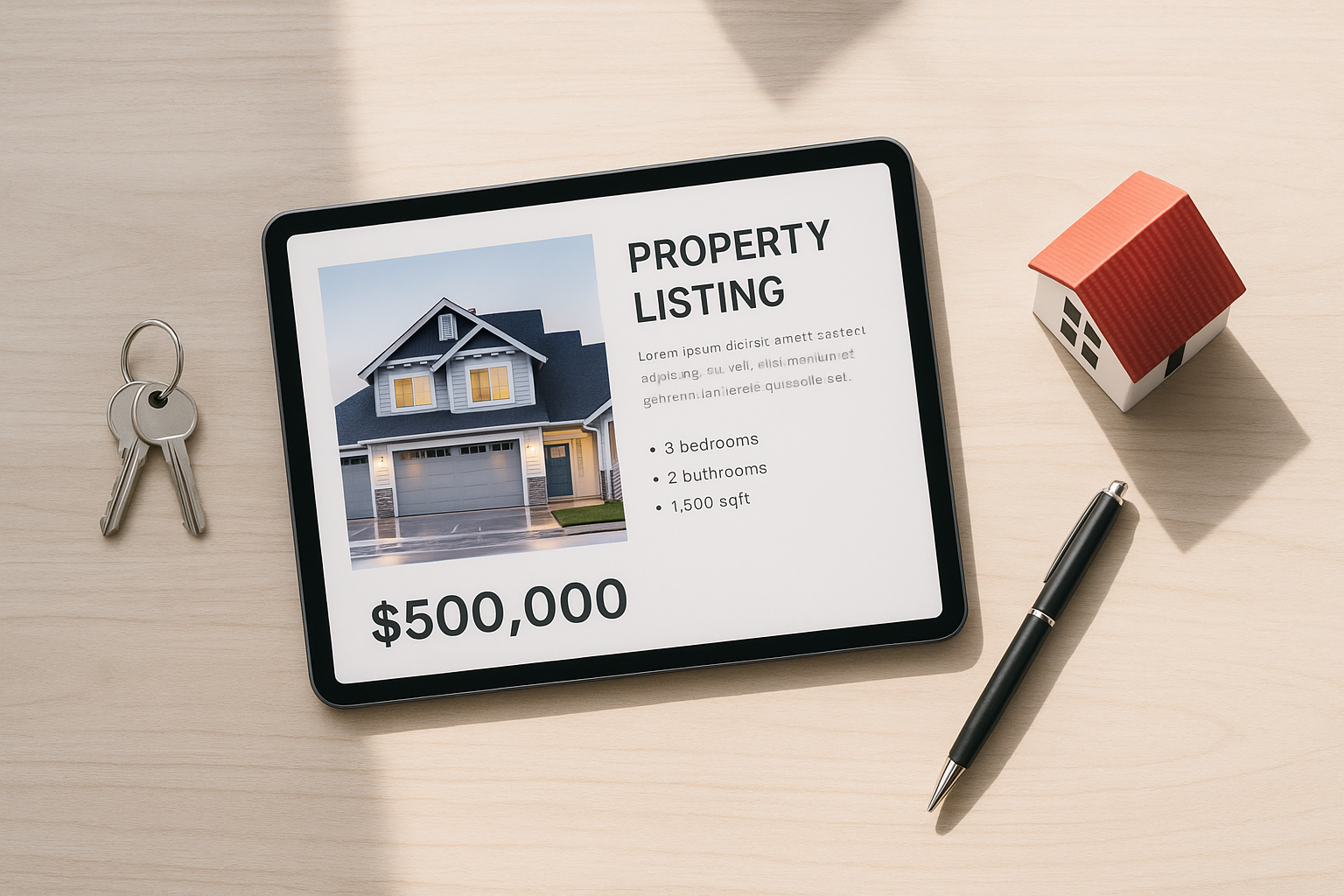 Listing presentation created inside real estate prospecting software on a tablet