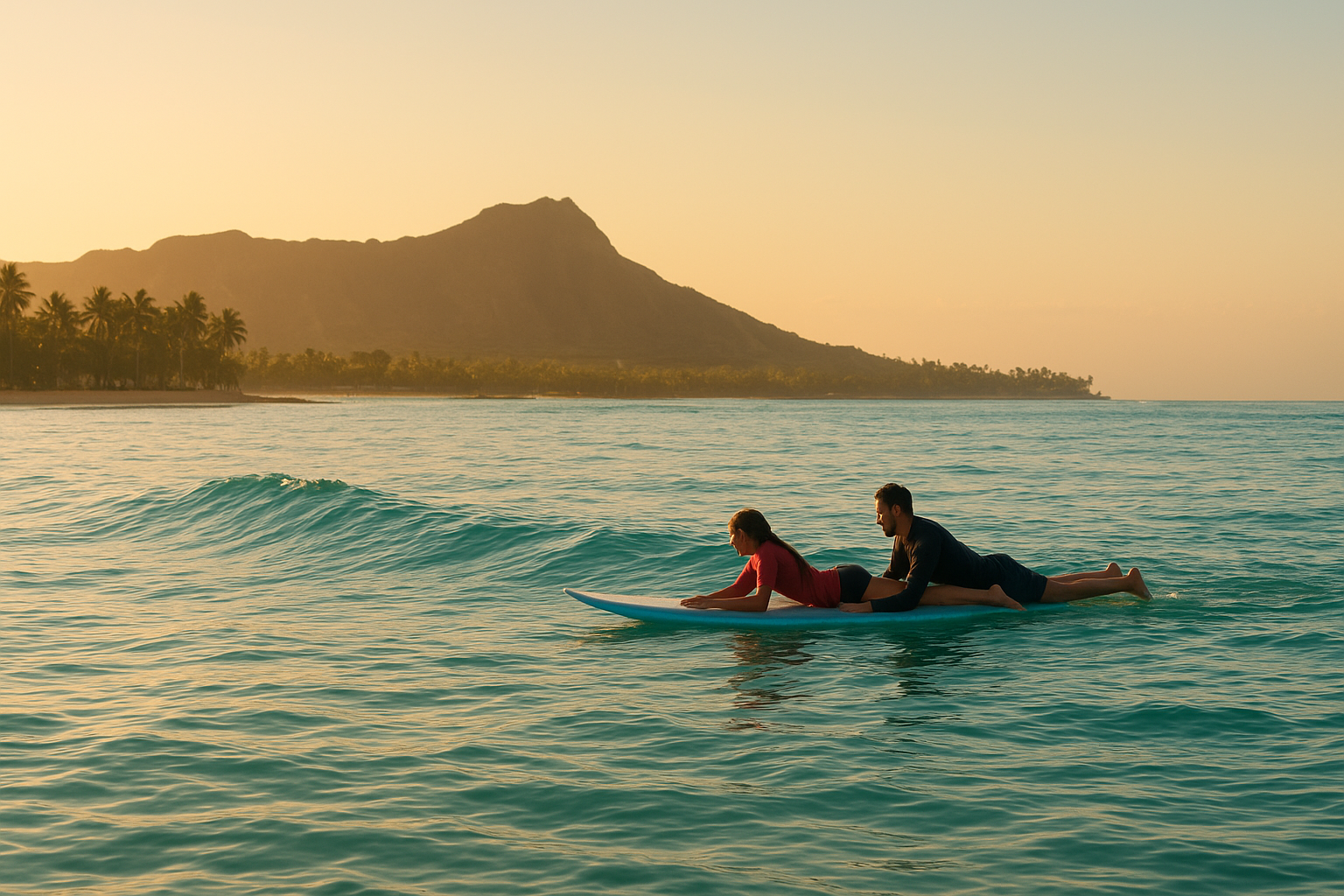 Instructor guiding a student during ocean experience tours Waikiki