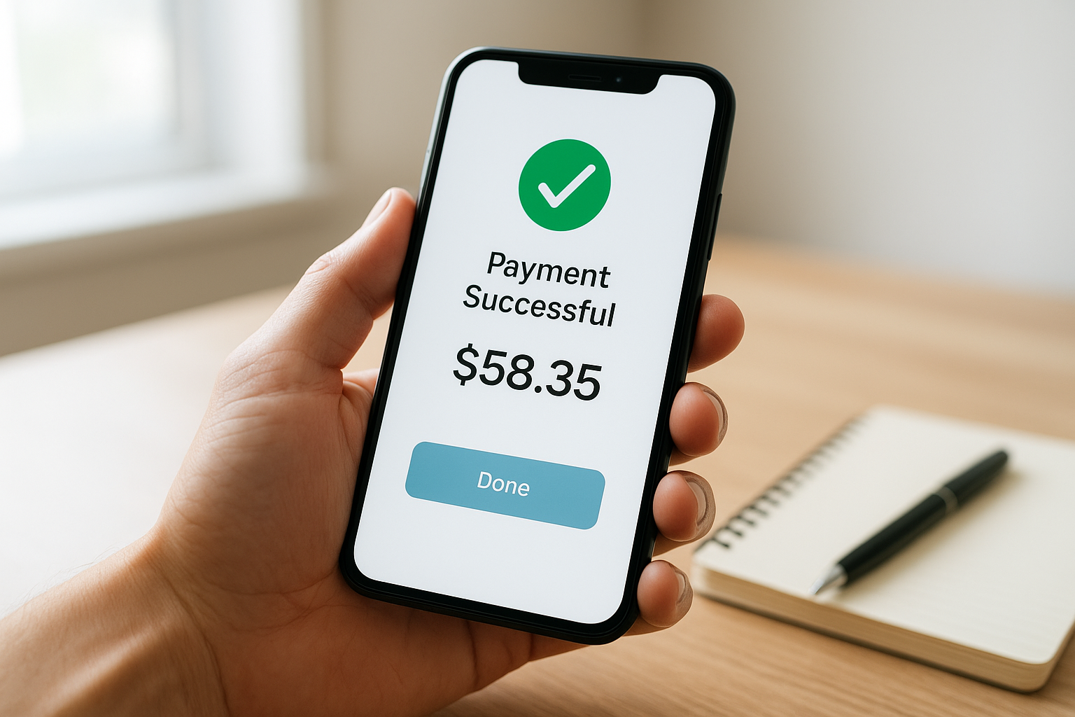 Person completing an online deposit payment for an event rental on a smartphone