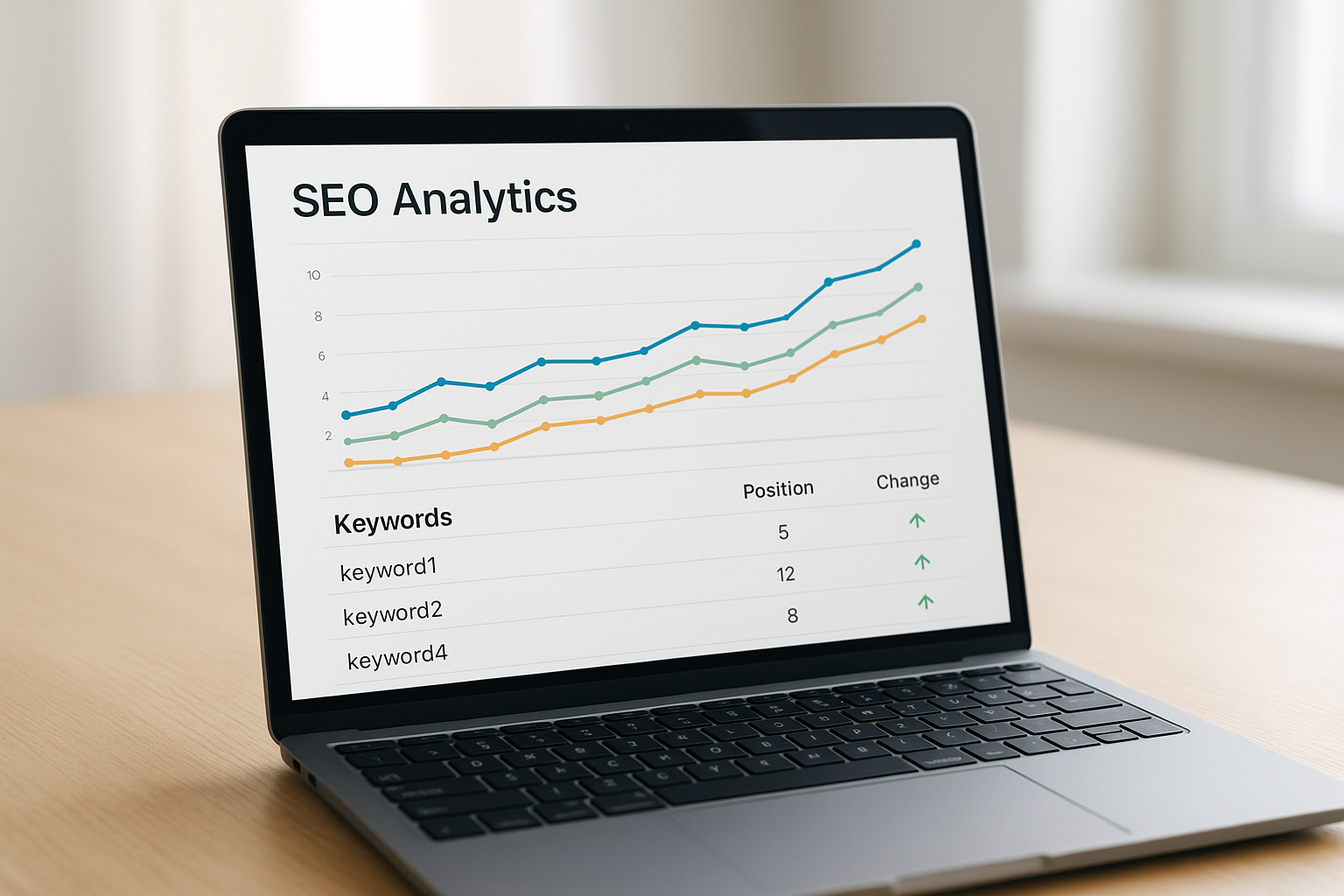 Google keyword position checker dashboard showing ranking trends and SERP positions